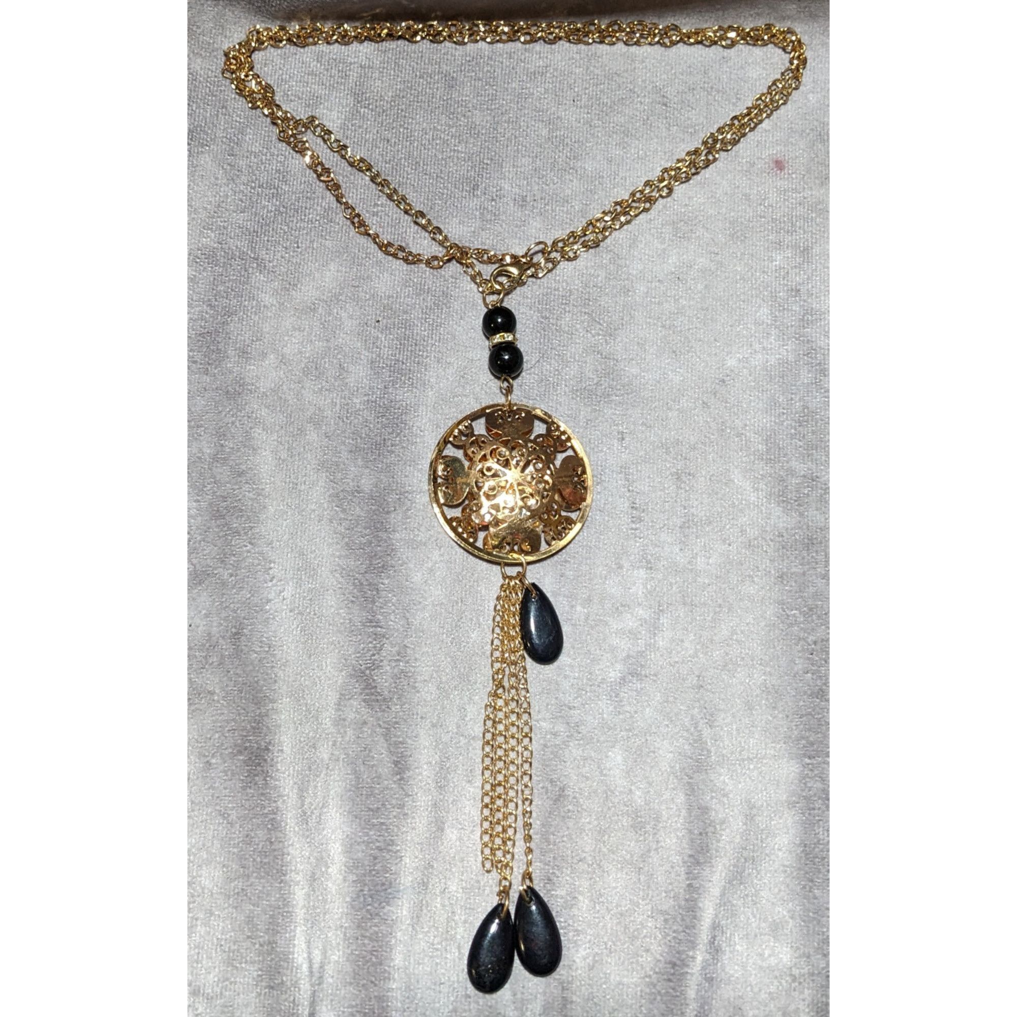 Other Gold Floral Crystal Filled Pendant Tassel Necklace Size ONE SIZE - 10 Thumbnail
