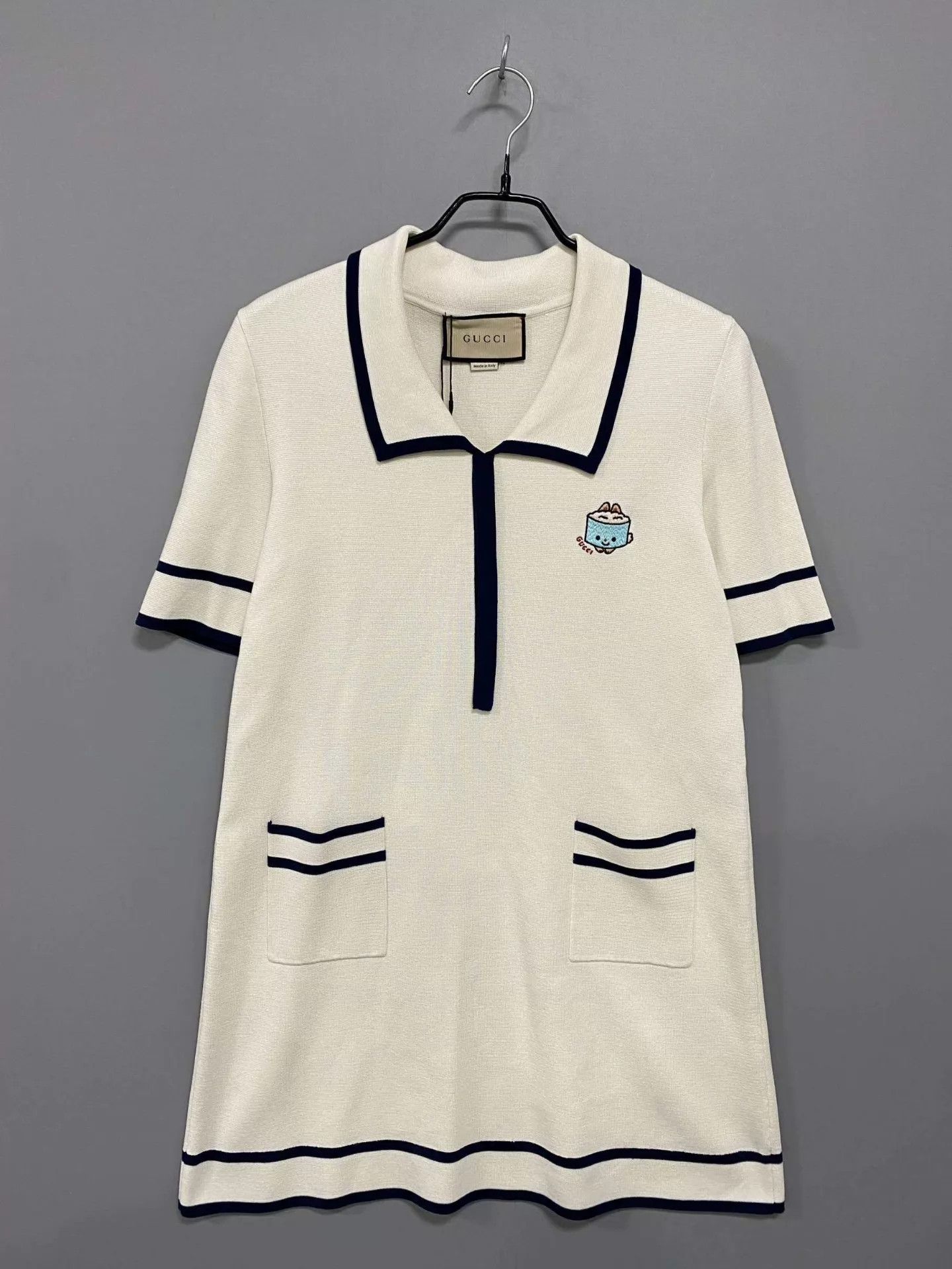Gucci GUCCI Beige Embroidered Logo Knit Dress S Stain Size S / US 4 / IT 40 - 2 Thumbnail