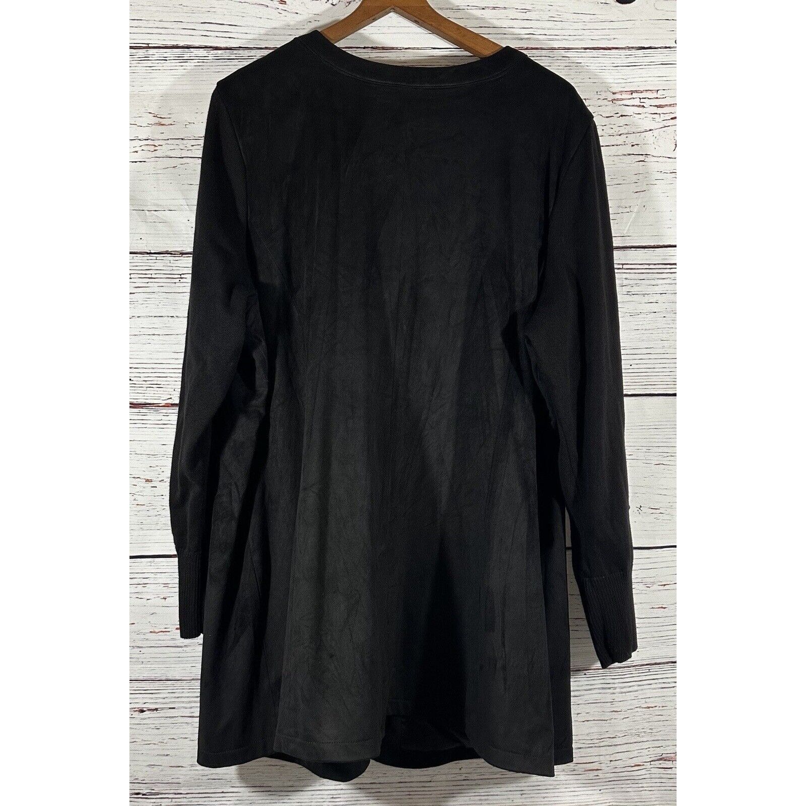 Halston H by Halston Faux Suede Sweater Jacket With Knit Sleeves Bla Size XXL / US 16-18 / IT 52-54 - 10 Thumbnail