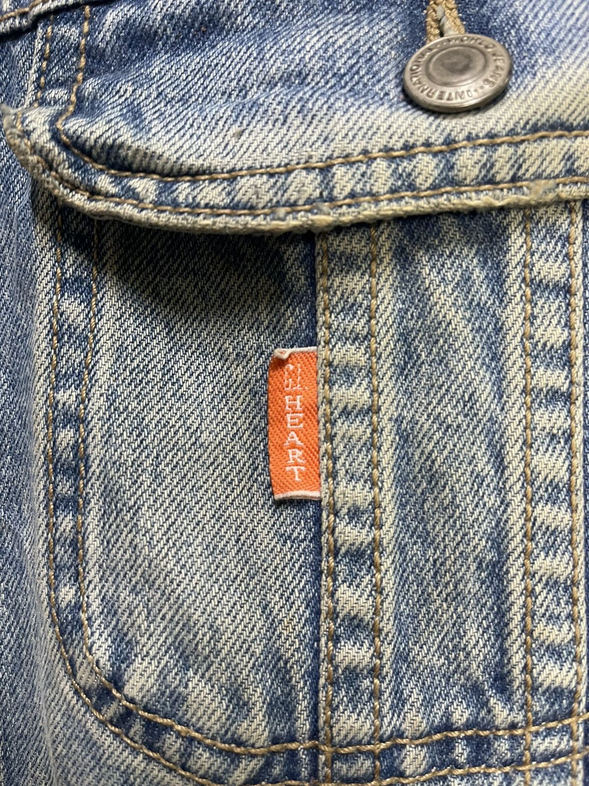 Vintage Vintage GL Heart Denim Jacket Orange Tab Distressed Look Size US S / EU 44-46 / 1 - 18 Thumbnail