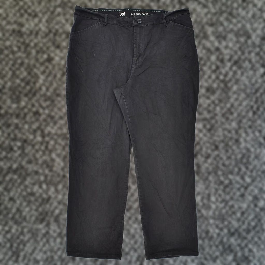 Lee LEE Womens Petite Straight Chino Trousers US 16 XL W34 L25 Black Cotton FM06 Size 40" / US 18 - 1 Thumbnail