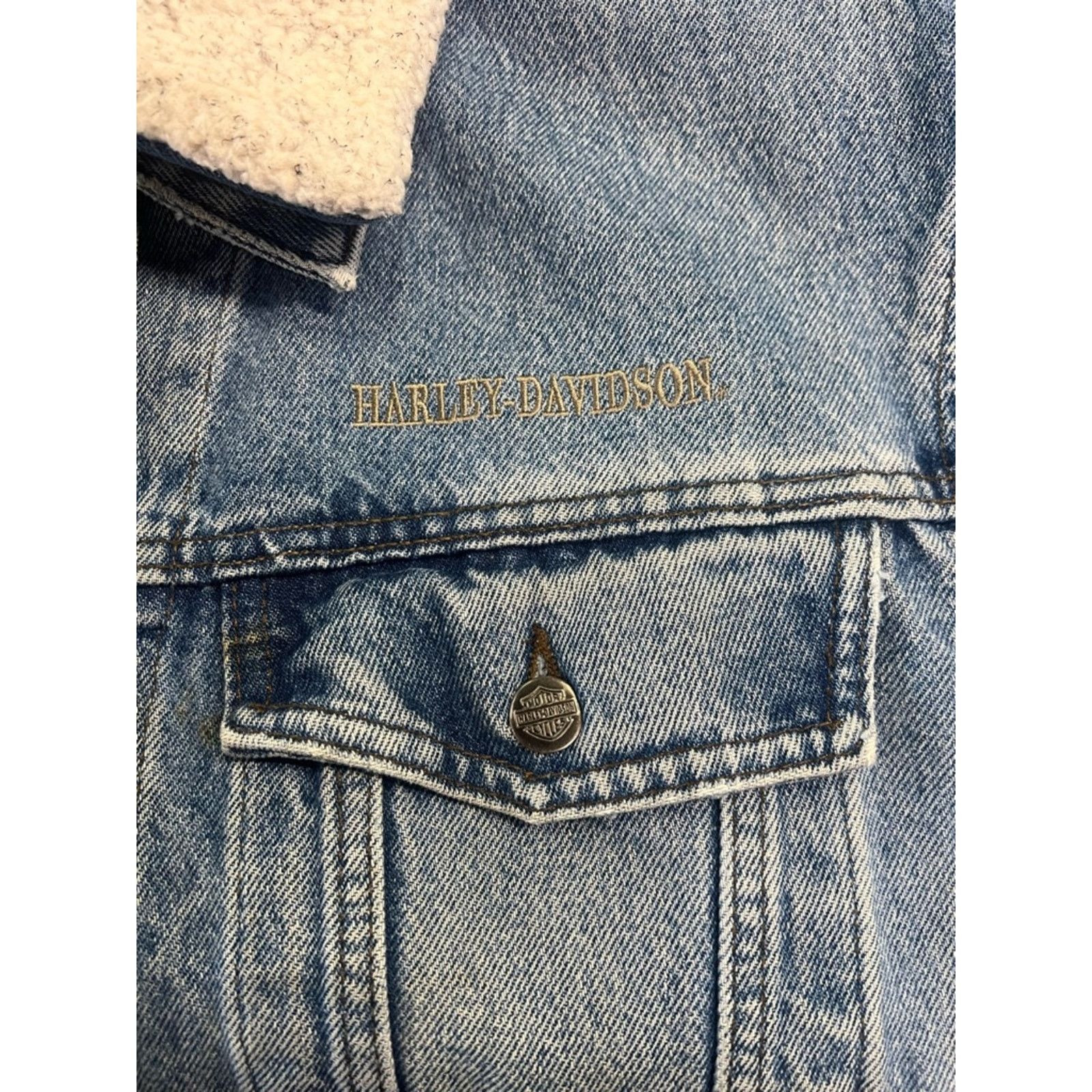 Harley Davidson Vintage Harley-Davidson Sherpa Lined Denim Jacket Size US XL / EU 56 / 4 - 4 Thumbnail