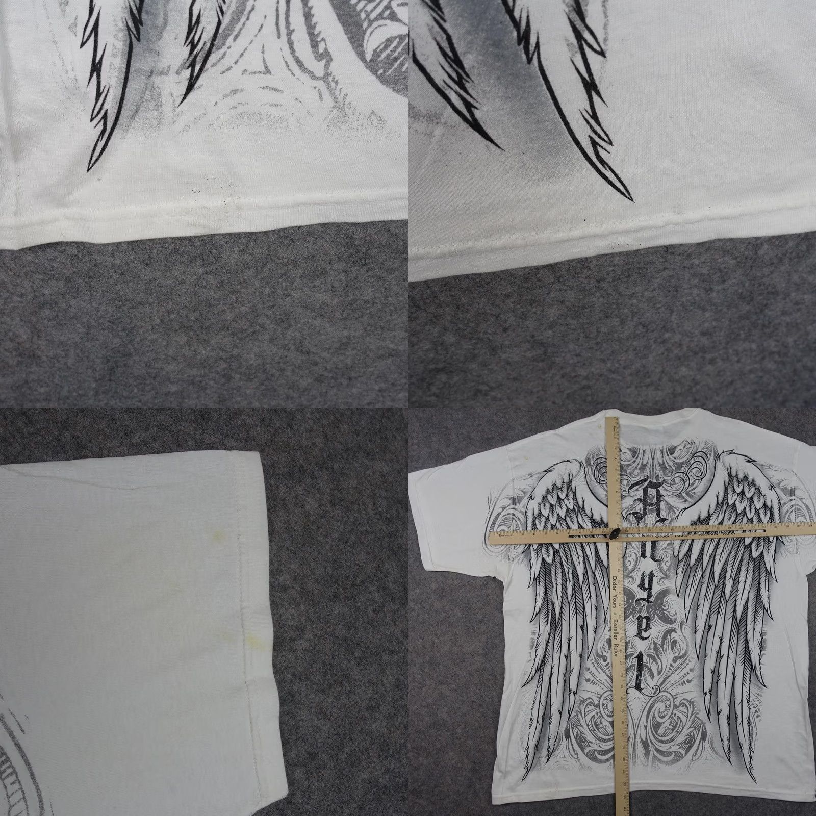 Gildan VINTAGE Angel Shirt Mens 2XL White Gildan Crew Neck Short Sleeve T-Shirt Graphics Wings Halo Gothic Glitter Tee Y2K Mens Size US XXL / EU 58 / 5 - 10 Thumbnail