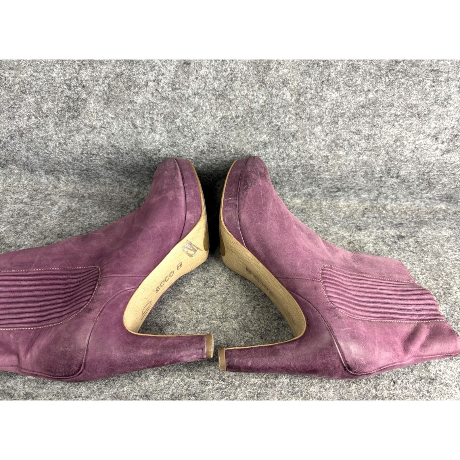 Ecco ECCO Ankle Boots Womens 39 Purple Leather Heeled Platform Chelsea Slip On Nubuck Almond Toe High Heel Womens Boots Shoes Size US 9 / IT 39 - 7 Thumbnail