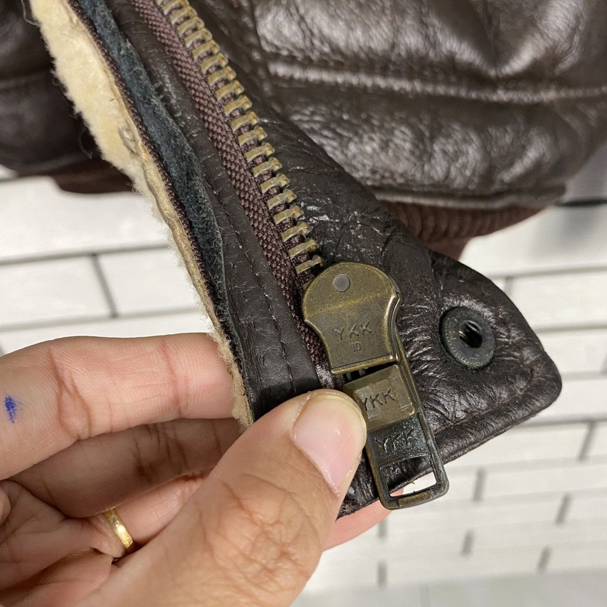 Vintage 🔥VINTAGE SHEARLING GENUINE LEATHER JACKET AVIATION USA Size US XL / EU 56 / 4 - 18 Thumbnail