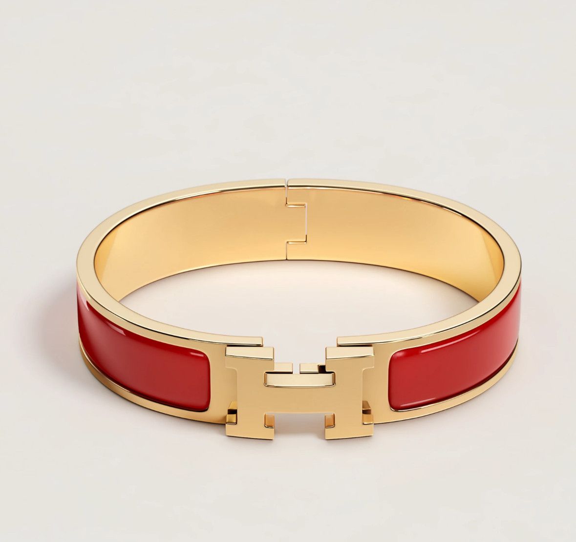 Hermes Hermes Clic H Bracelet Red Enamel Size ONE SIZE - 1 Thumbnail
