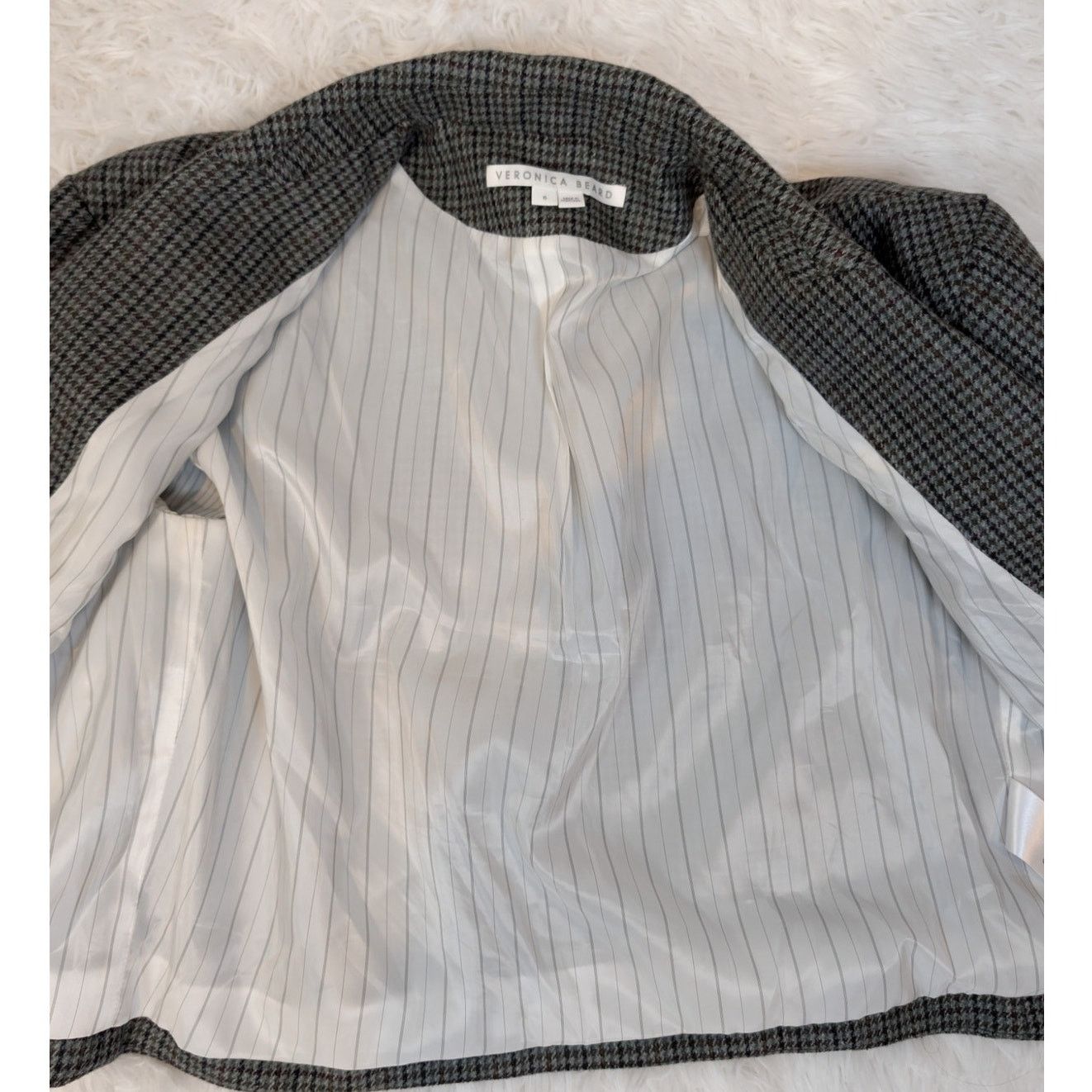 Veronica Beard Veronica Beard Sybille Cropped Houndstooth Wool Blend Blazer Size M / US 6-8 / IT 42-44 - 13 Thumbnail