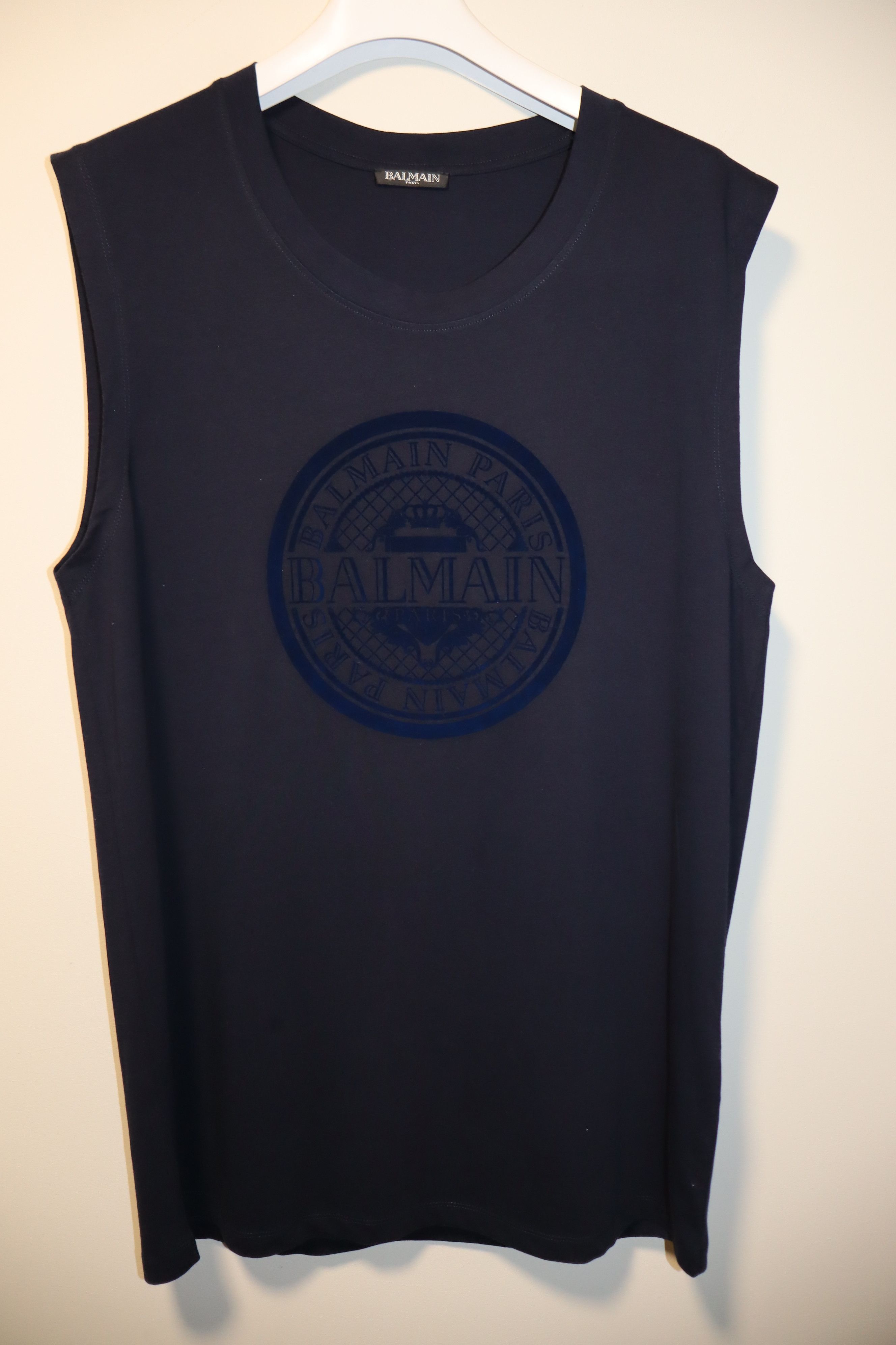 Balmain Balmain flock print logo tanktop Size US M / EU 48-50 / 2 - 1 Thumbnail