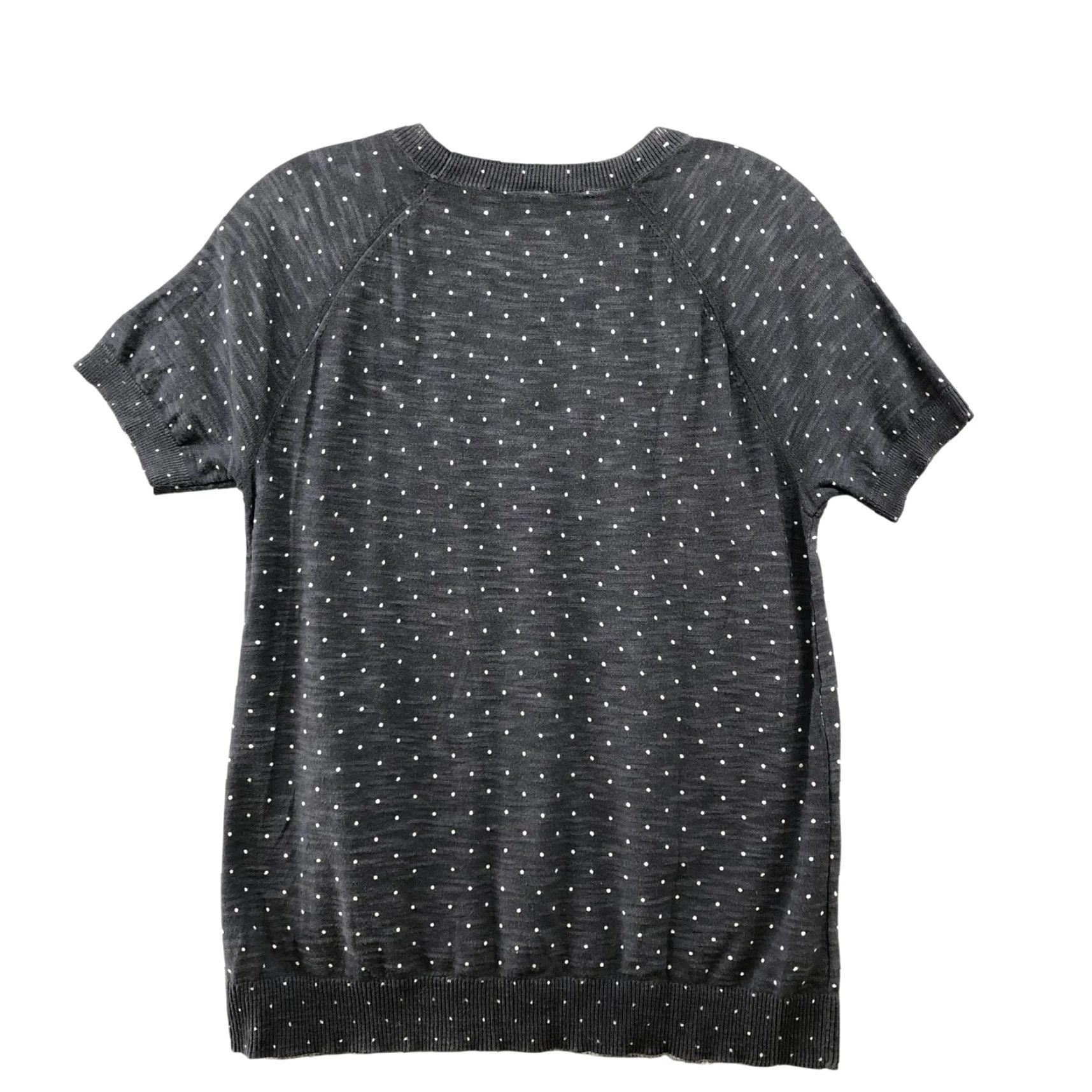 Loft VINTAGE LOFT Short Sleeve Sweater Womens S Gray Polka Dot Lightweight Cotton Crewneck Pullover Size S / US 4 / IT 40 - 2 Thumbnail