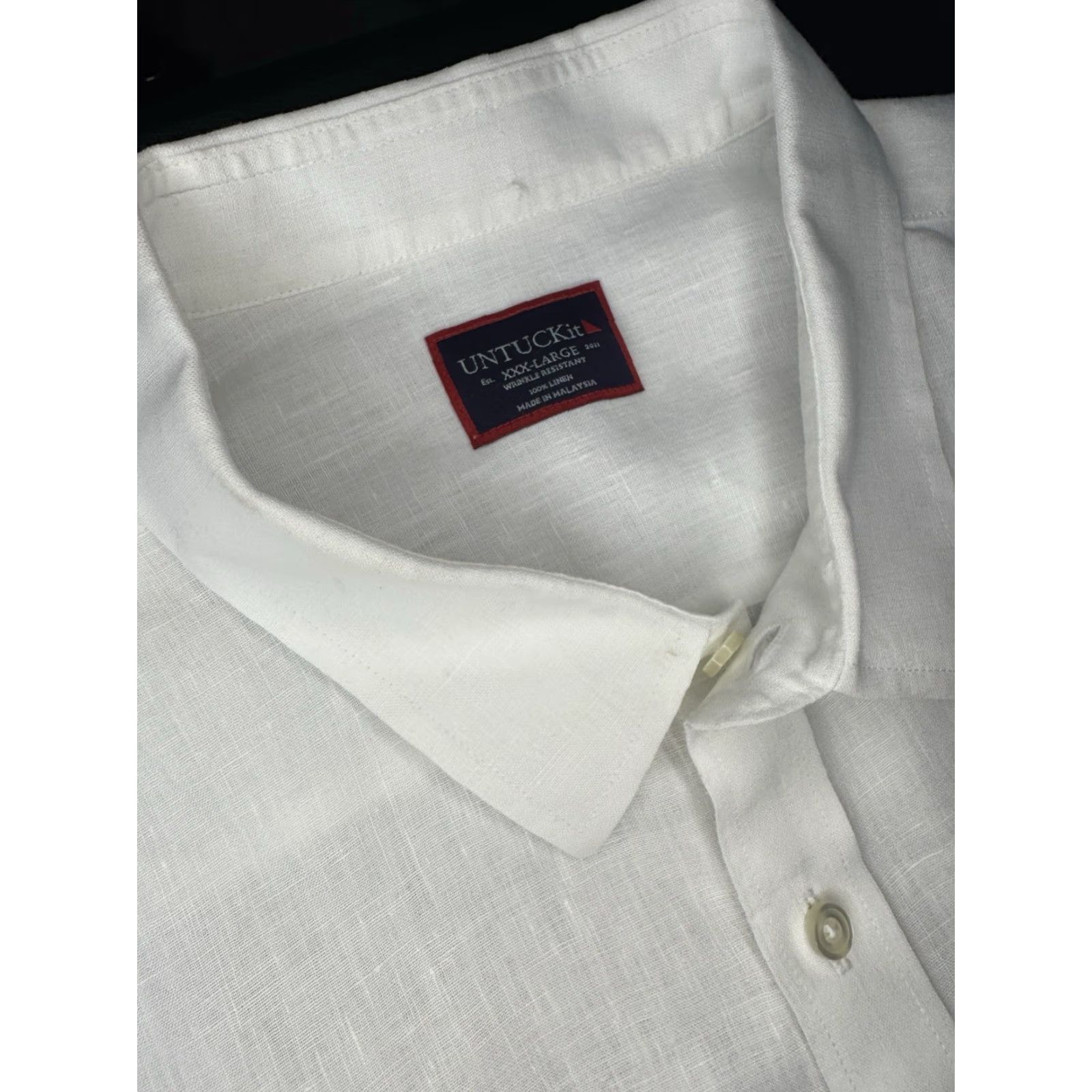UNTUCKit VINTAGE Untuckit Mens 3XL Solid White Long Sleeve Button-Up Shirt Linen 100% Linen Mens 3XL White Long Sleeve Button-Up Shirts Size US XXL / EU 58 / 5 - 2 Thumbnail