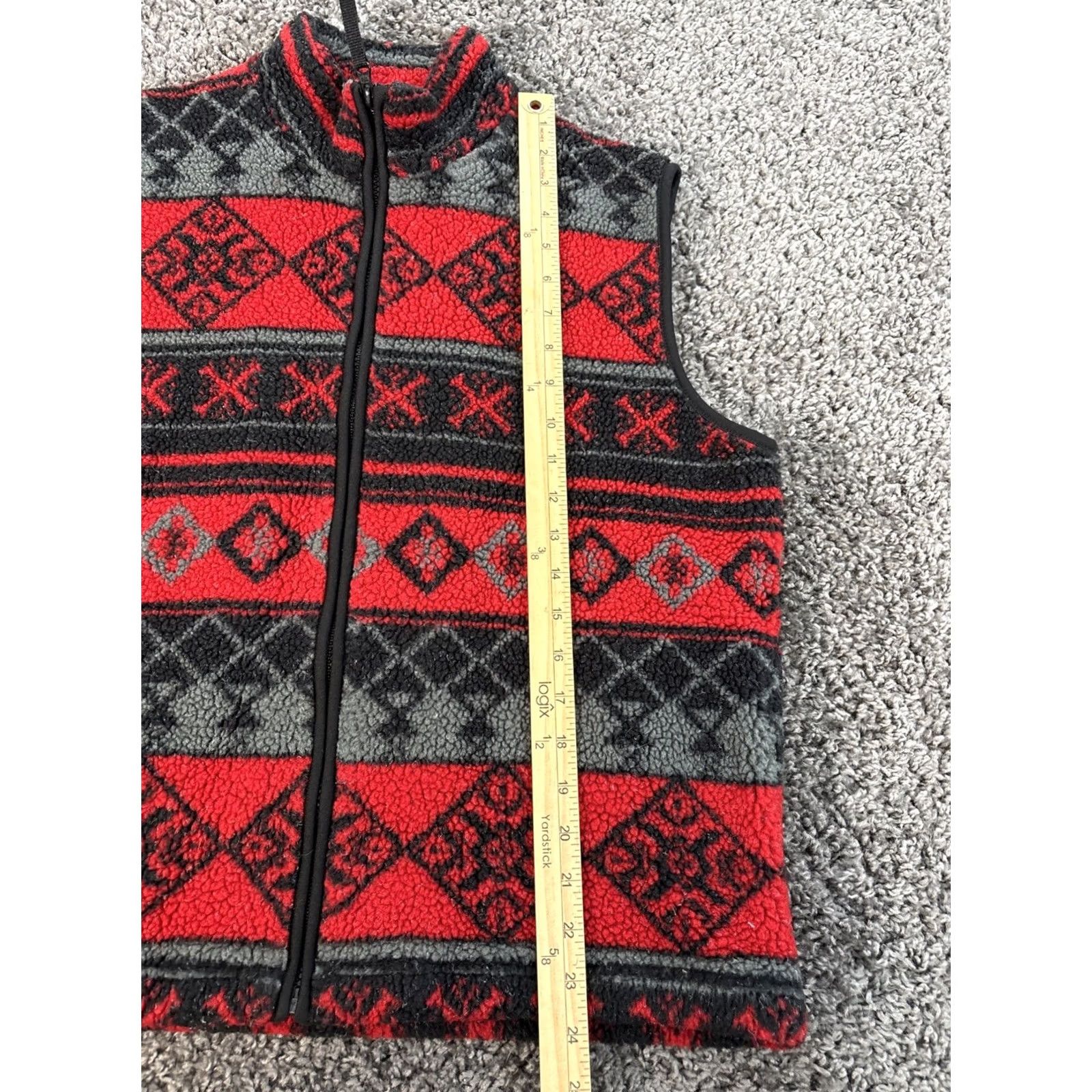 Vintage VINTAGE Deep Pile Fleece Vest Womens L Red Zip 90s Blues Aztec North West Blues Full Zip Polyester 90s Womens L Size L / US 10 / IT 46 - 2 Thumbnail