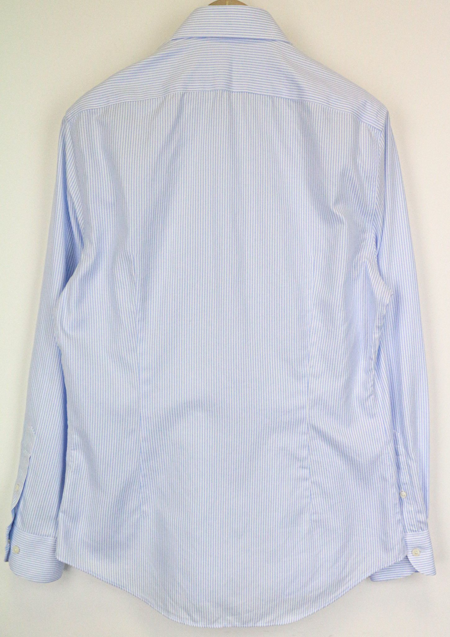 Suitsupply 41/16 Extra Slim Blue Cotton Cutaway Stripe Shirt 76558 Size 42R - 2 Thumbnail