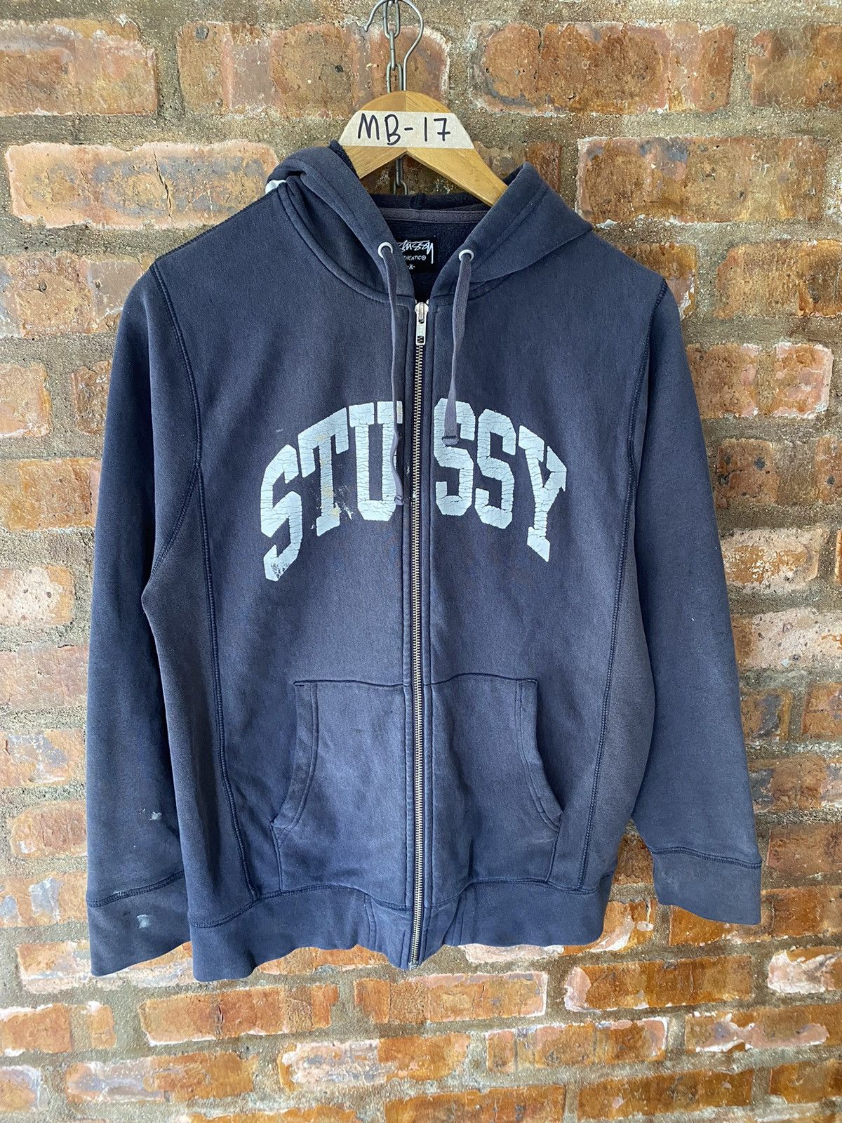 Stussy 2000s Stussy Arch Center Zipper sun fading hoodie Size US M / EU 48-50 / 2 - 2 Thumbnail