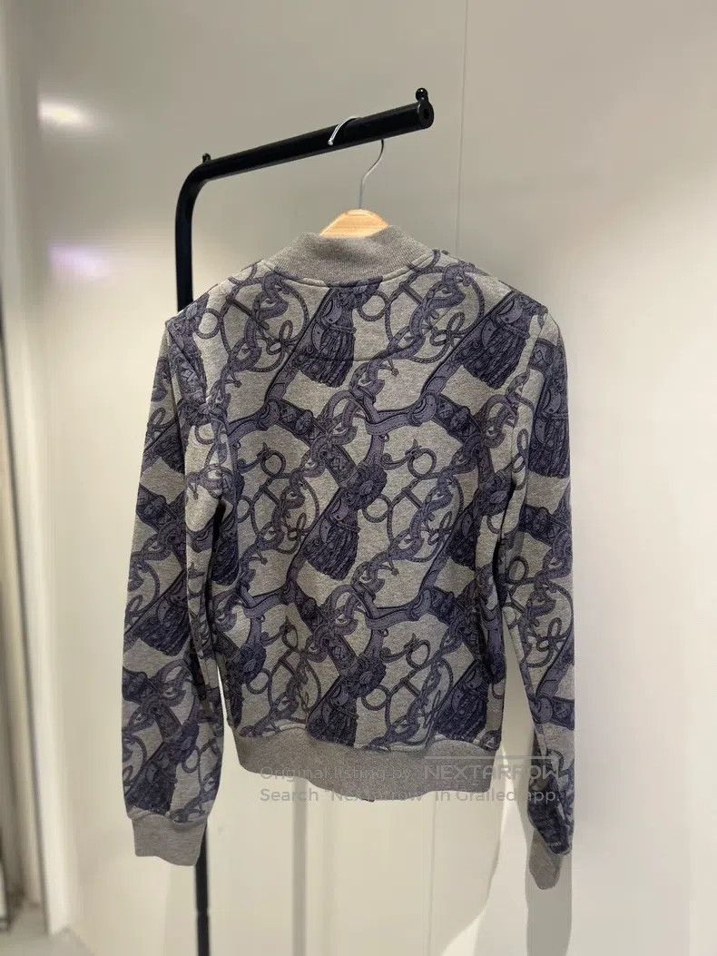 Hermes Hermes Wool Printed Zipper Jacket, Gray Base with Dark Blu Size XXS / US 00 / IT 34 - 2 Thumbnail