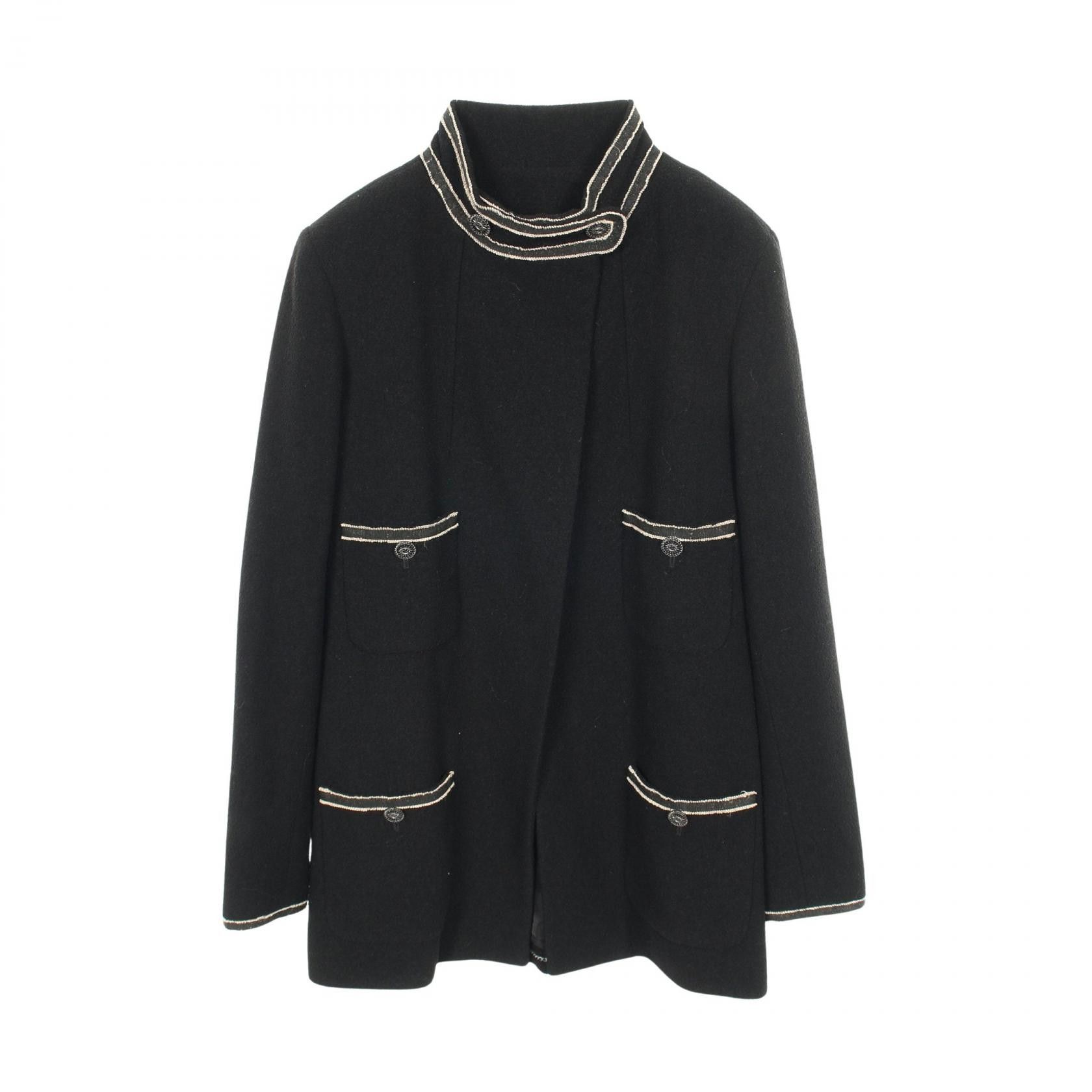 Chanel Chanel Chanel Coco Mark Wool Coat Textile Outerwear DUTY FREE for USA Size ONE SIZE - 1 Thumbnail