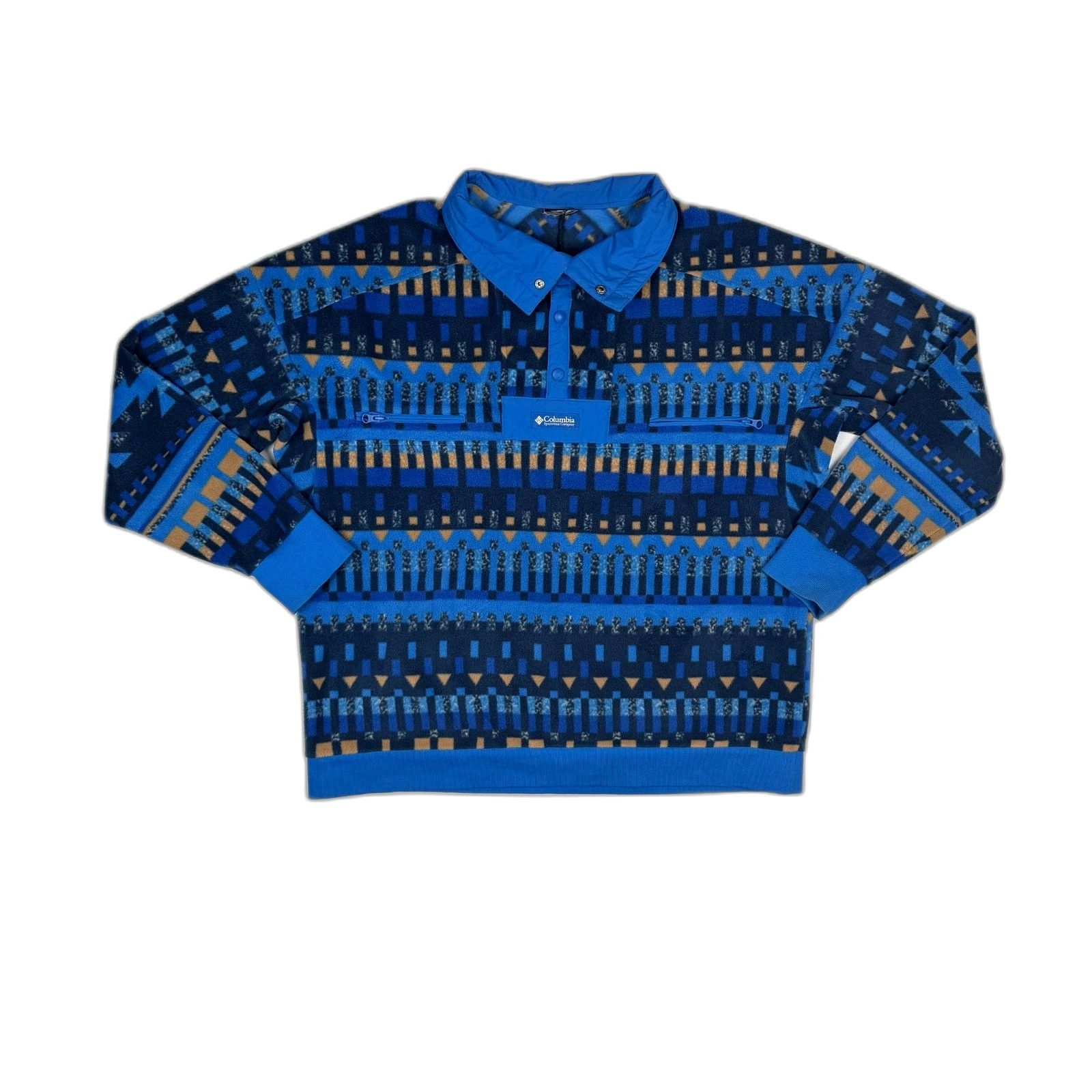 Columbia Columbia Powder Keg Fleece Pullover Blue Geo Aztec Retro Jac Size US XXL / EU 58 / 5 - 2 Thumbnail