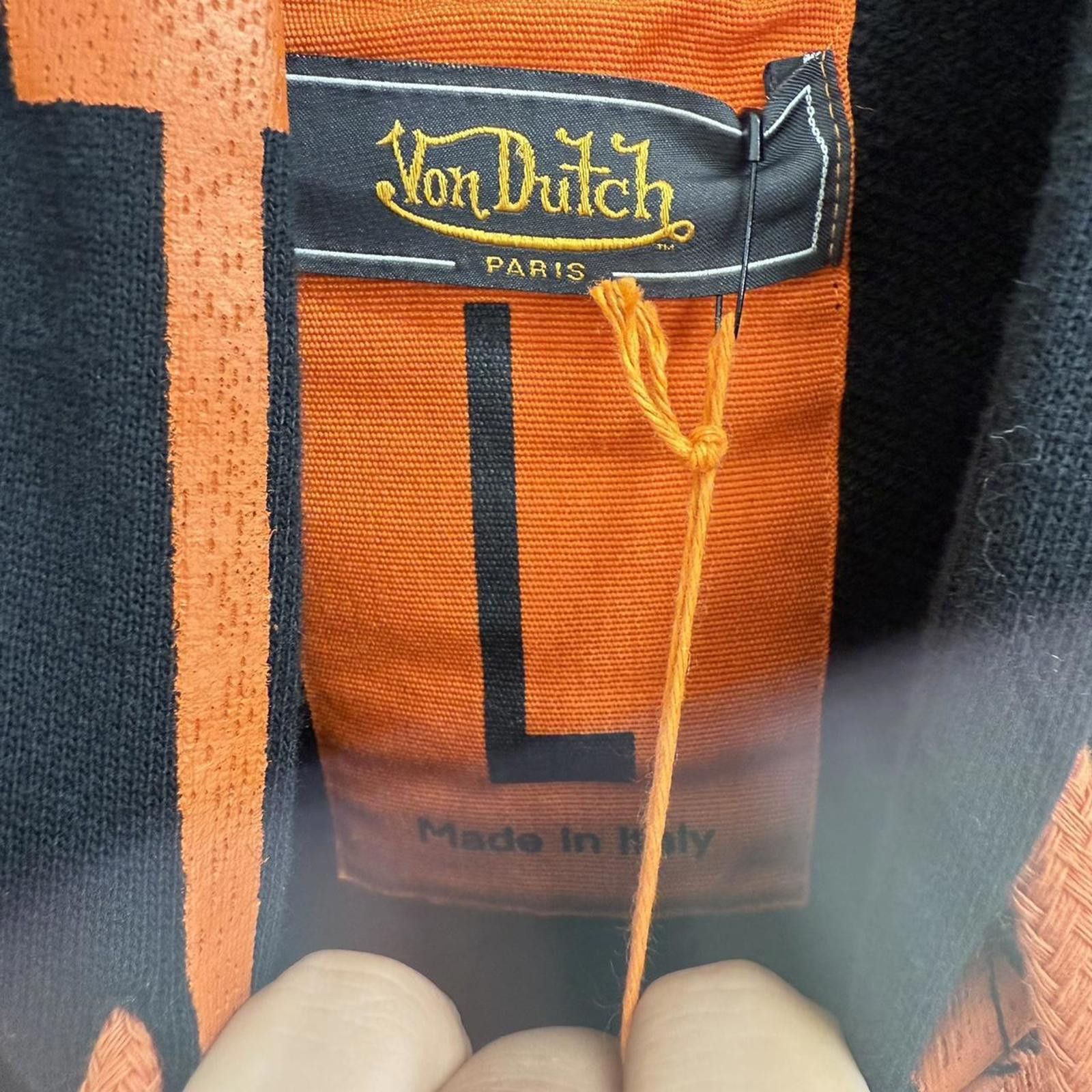 Von Dutch Von Dutch Paris Black & Orange All-Over Logo Hoodie (L) Size US L / EU 52-54 / 3 - 3 Thumbnail