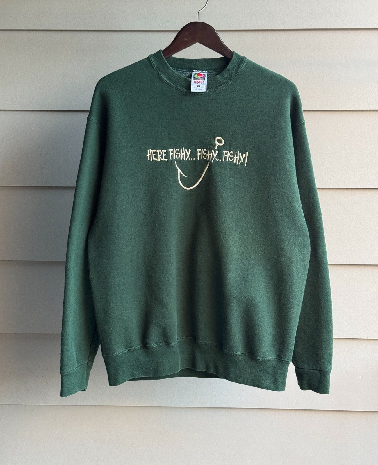Fruit Of The Loom Vtg Fruit of the Loom Fishing XL Green Embroidered 90s Size US XL / EU 56 / 4 - 1 Thumbnail