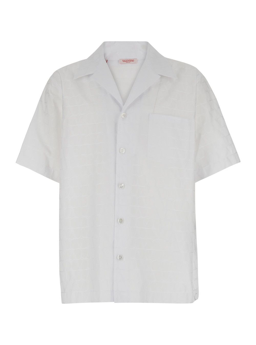 White Bowling Shirt with Patch Pocket in Toile Iconographique Man