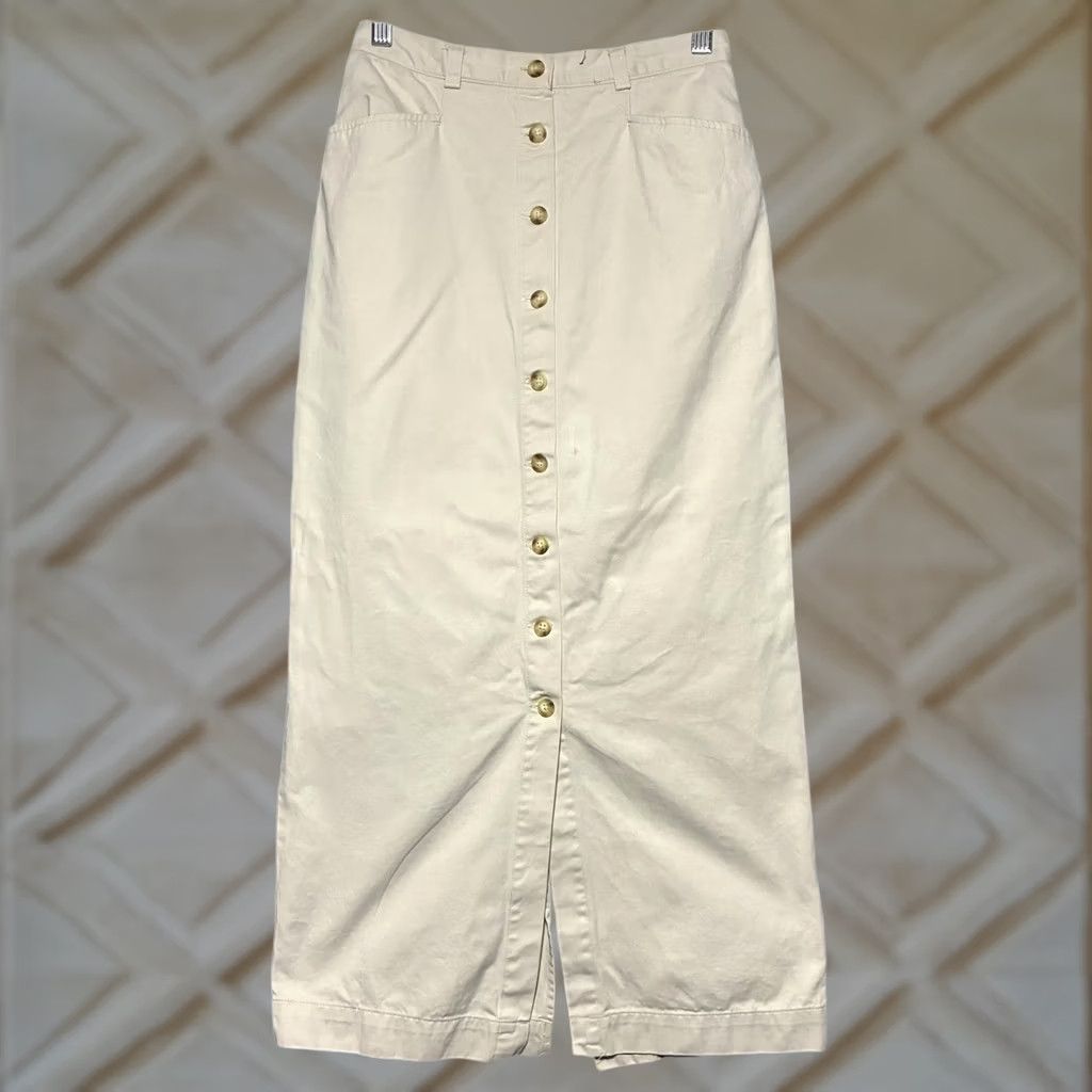 Gap VINTAGE Gap Button Front Khaki Maxi Skirt Women's 4 Beige Size 27" / US 4 / IT 40 - 1 Thumbnail