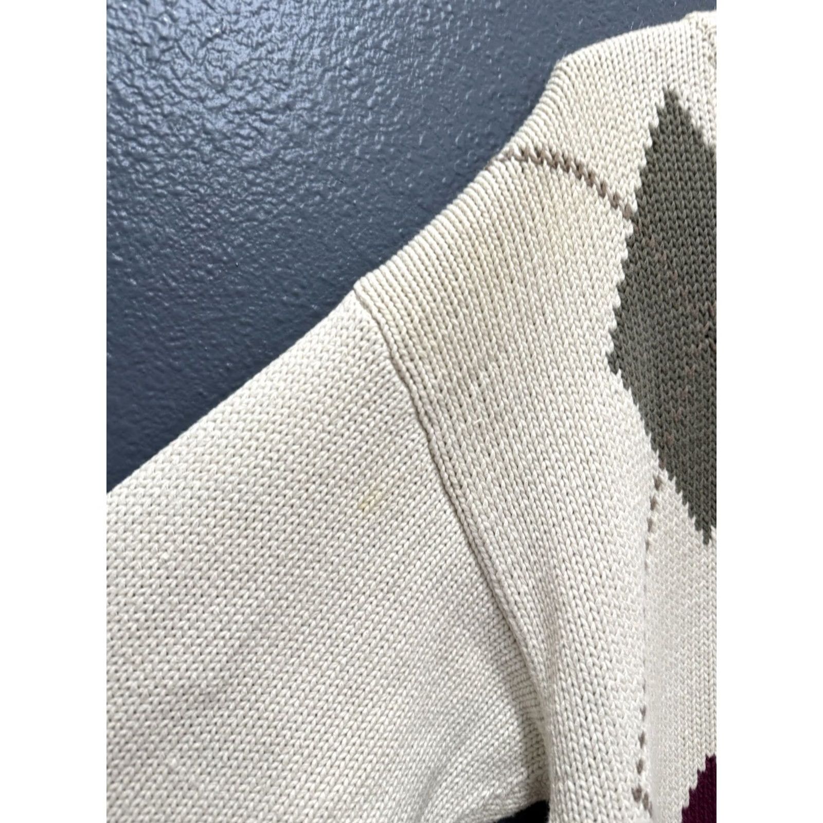 Eddie Bauer VINTAGE Eddie Bauer Sweater Argyle Pattern Cotton Knit Pullover Men XL White 90s Mens Size US XL / EU 56 / 4 - 5 Thumbnail
