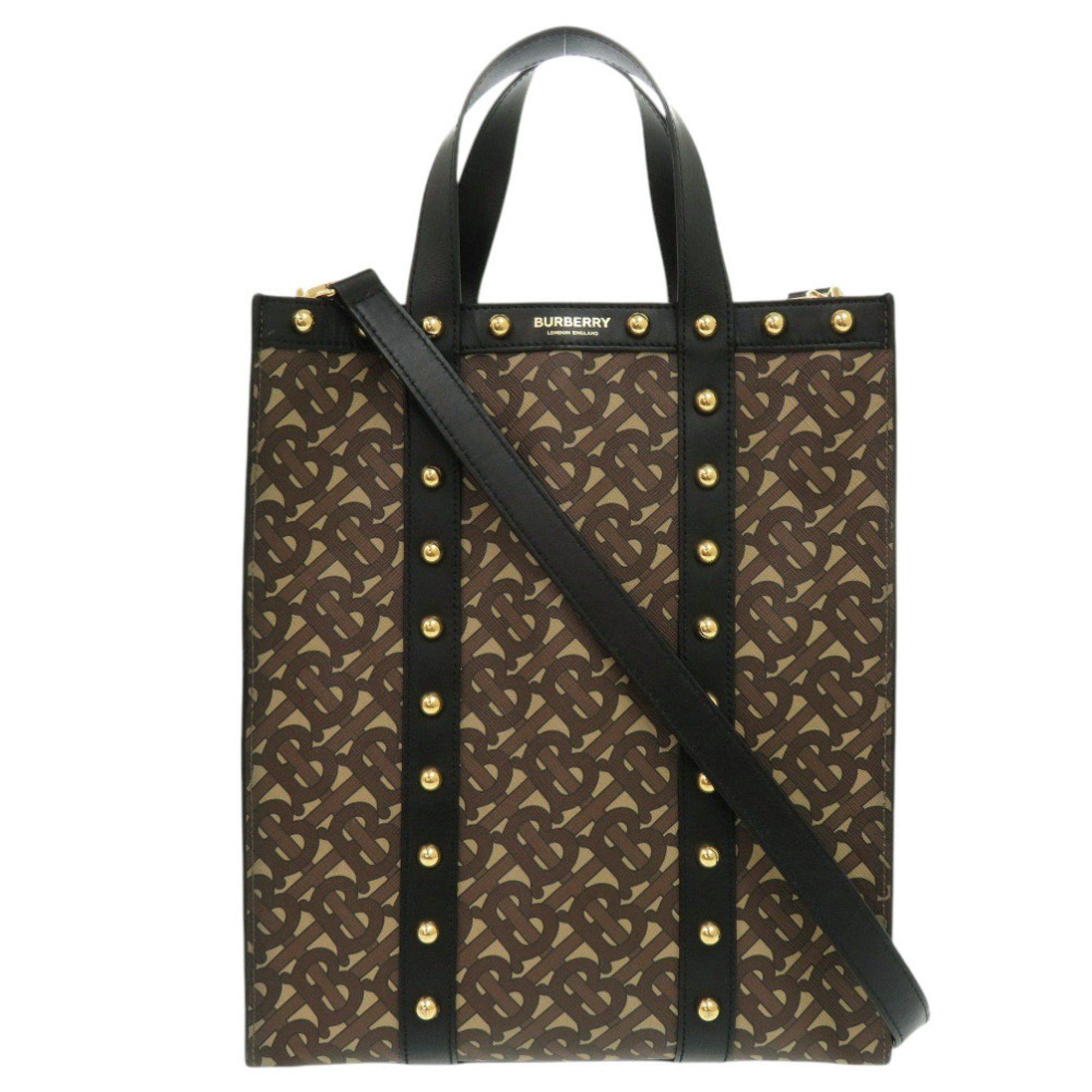 Burberry Burberry TB Small 8025068 PVC Coated Canvas Brown Tote Bag 2-Way Handbag 1291 BURBERRY Size ONE SIZE - 1 Thumbnail