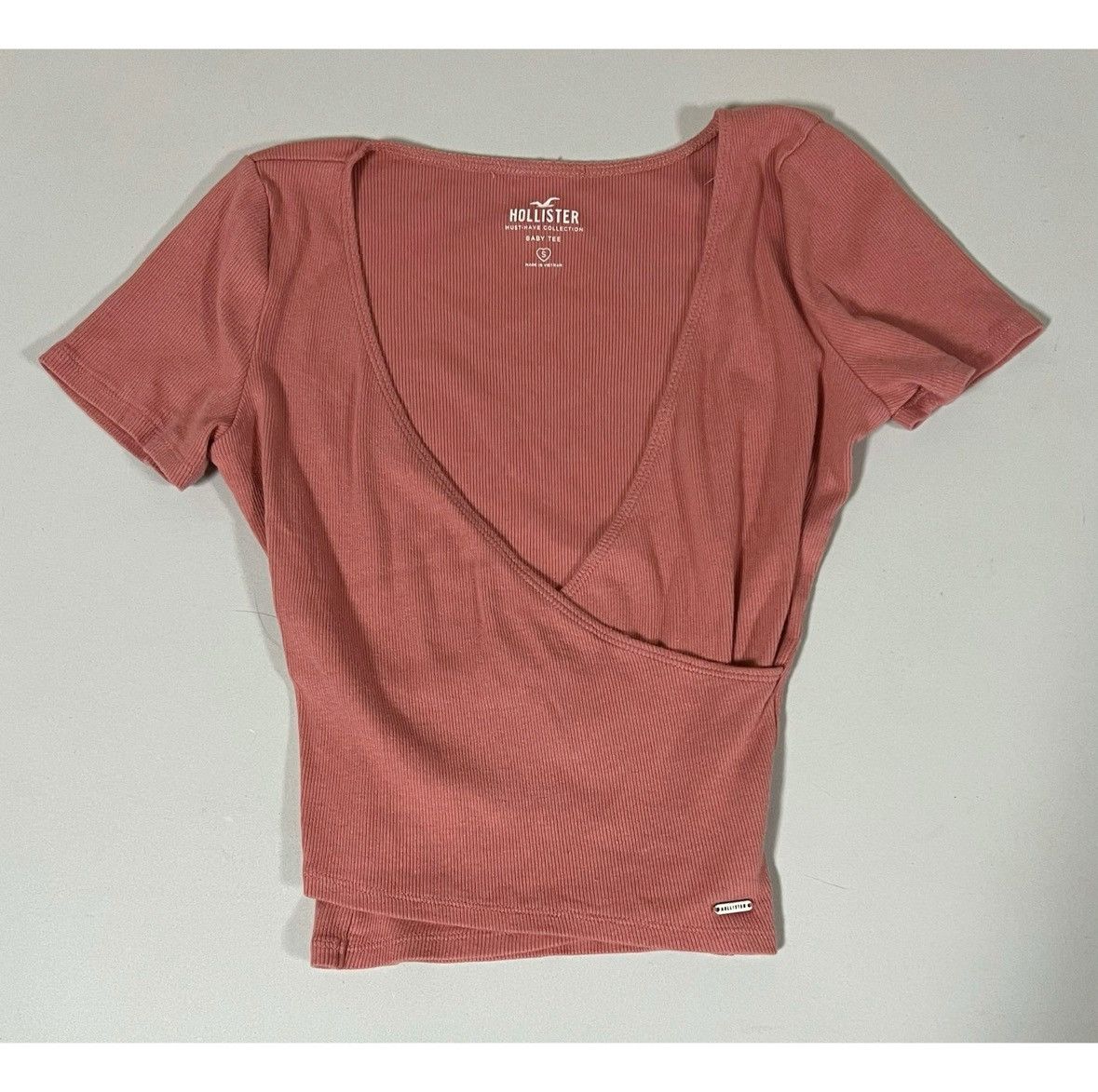 Hollister Hollister Pink Mauve Ribbed Wrap Shirt Top Blouse Size S 🎀✨ Size S / US 4 / IT 40 - 2 Thumbnail