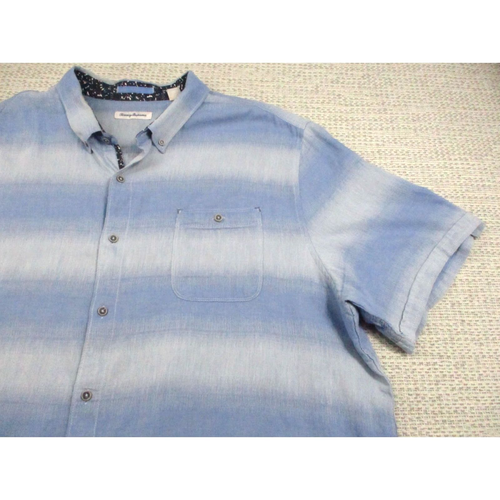 Tommy Bahama Tommy Bahama Shirt Mens 3XL Blue Ombre Stripe Short Sleeve Button Front Cotton Size US XXL / EU 58 / 5 - 3 Thumbnail