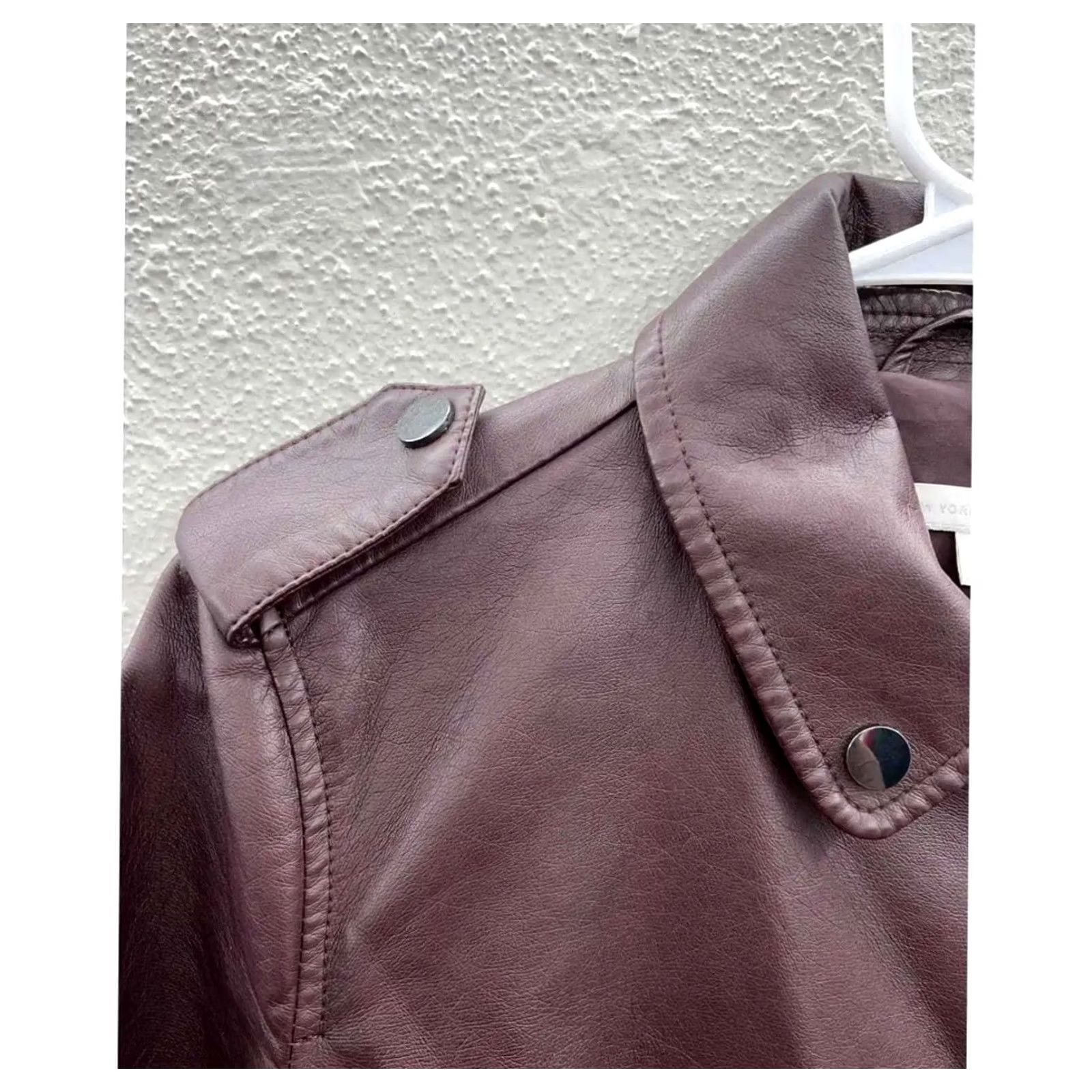Vintage Womens New York & Company Jacket Small Purple Faux Leather Asymmetrical Zip Up Jacket Size S / US 4 / IT 40 - 2 Thumbnail