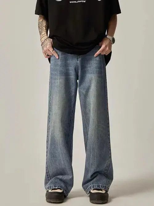 Japanese Brand Street vintage washed straight wide leg jeans Size US 32 / EU 48 - 4 Thumbnail