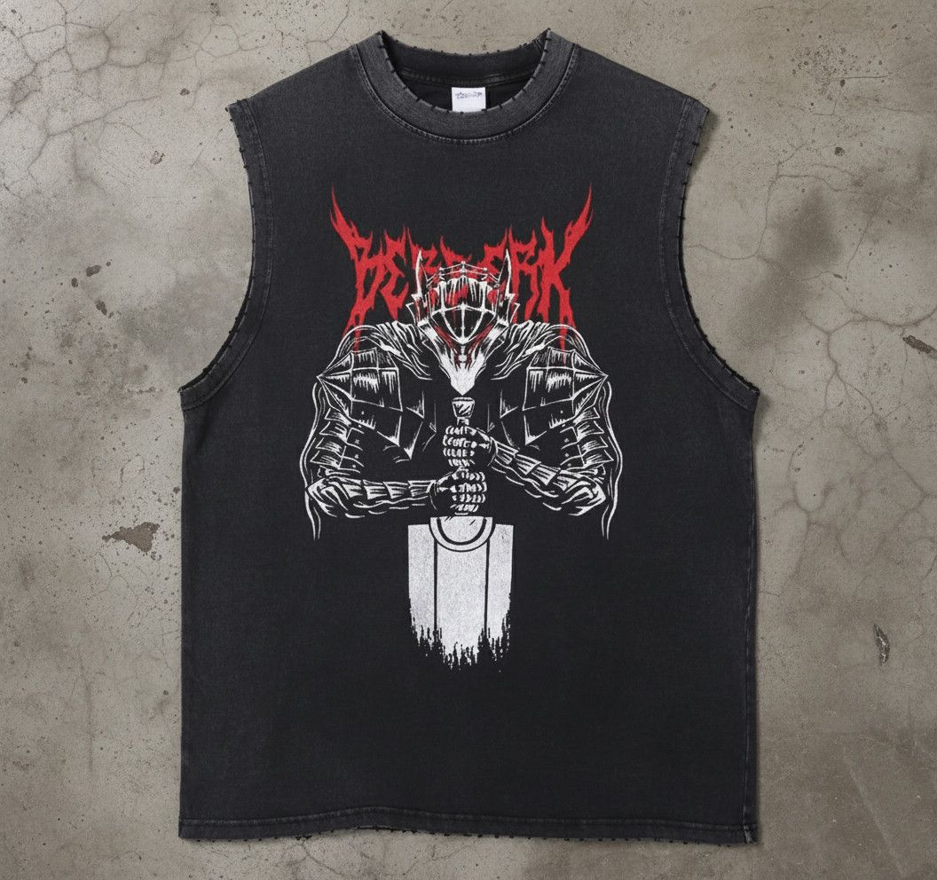 Japanese Brand Y2K Vintage Berserk Monster Anime Washed Tank Top T-Shirt Size US S / EU 44-46 / 1 - 1 Thumbnail