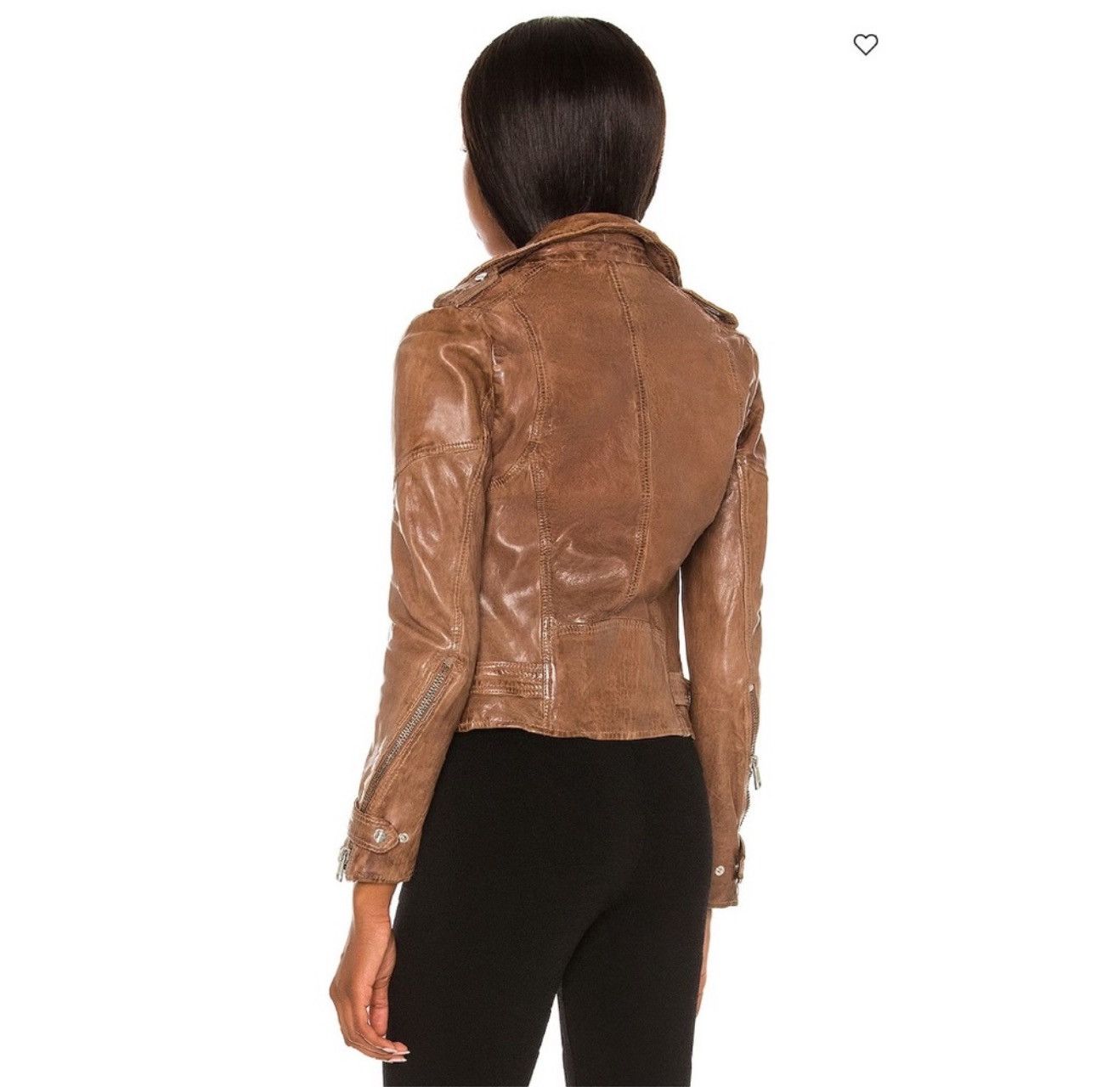LAMARQUE NWT LaMarque Chole Grained Moto Leather Biker Jacket Washed Size XS / US 0-2 / IT 36-38 - 5 Thumbnail