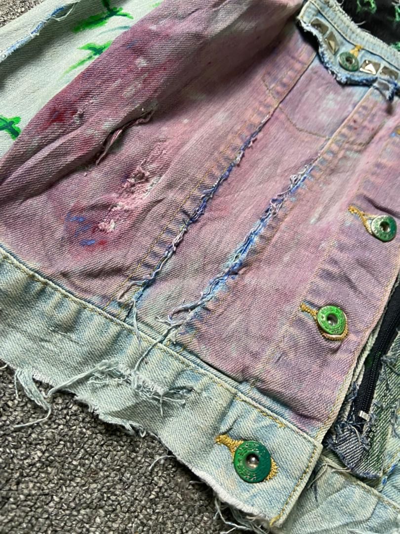 Japanese Brand Uniqlo Customized Distressed Denim Jacket (180) Size S / US 4 / IT 40 - 10 Thumbnail
