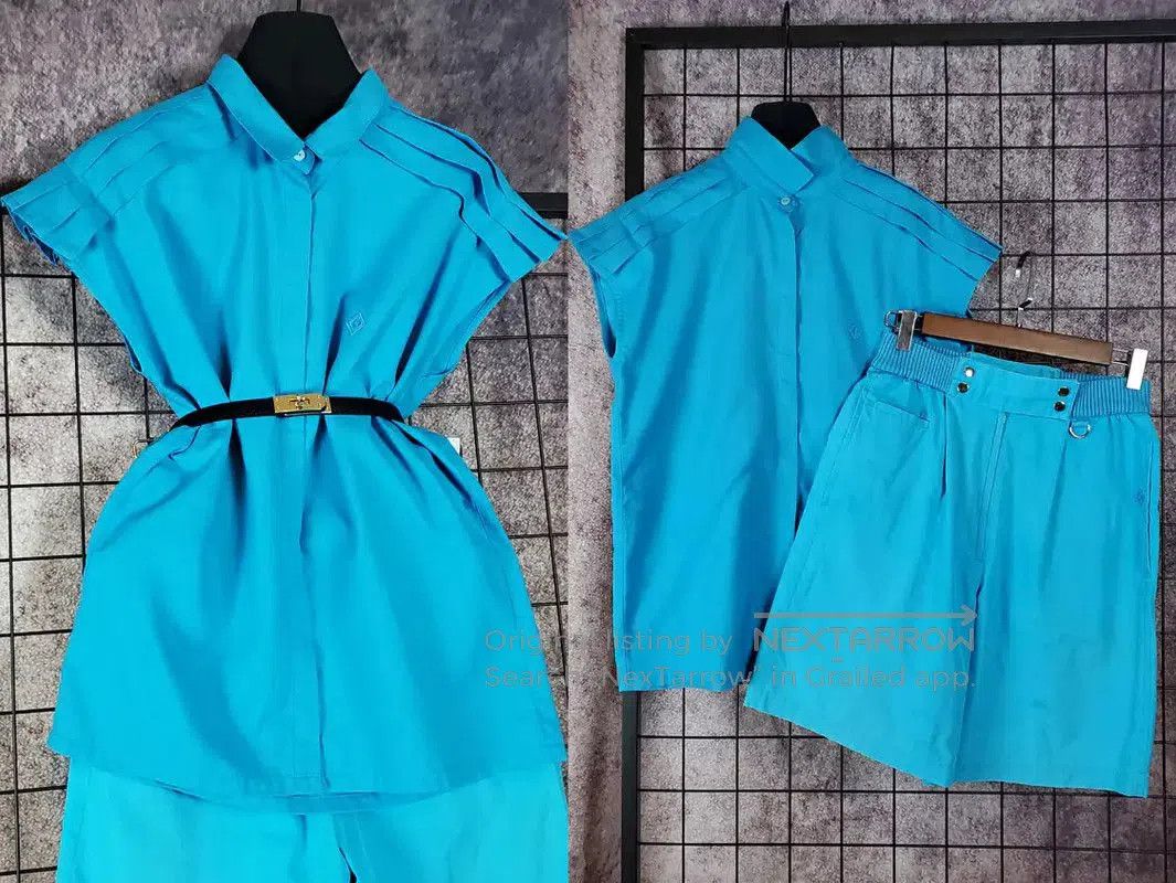 Dior Summer Blue Cotton Blend Short Sleeve Shirt .