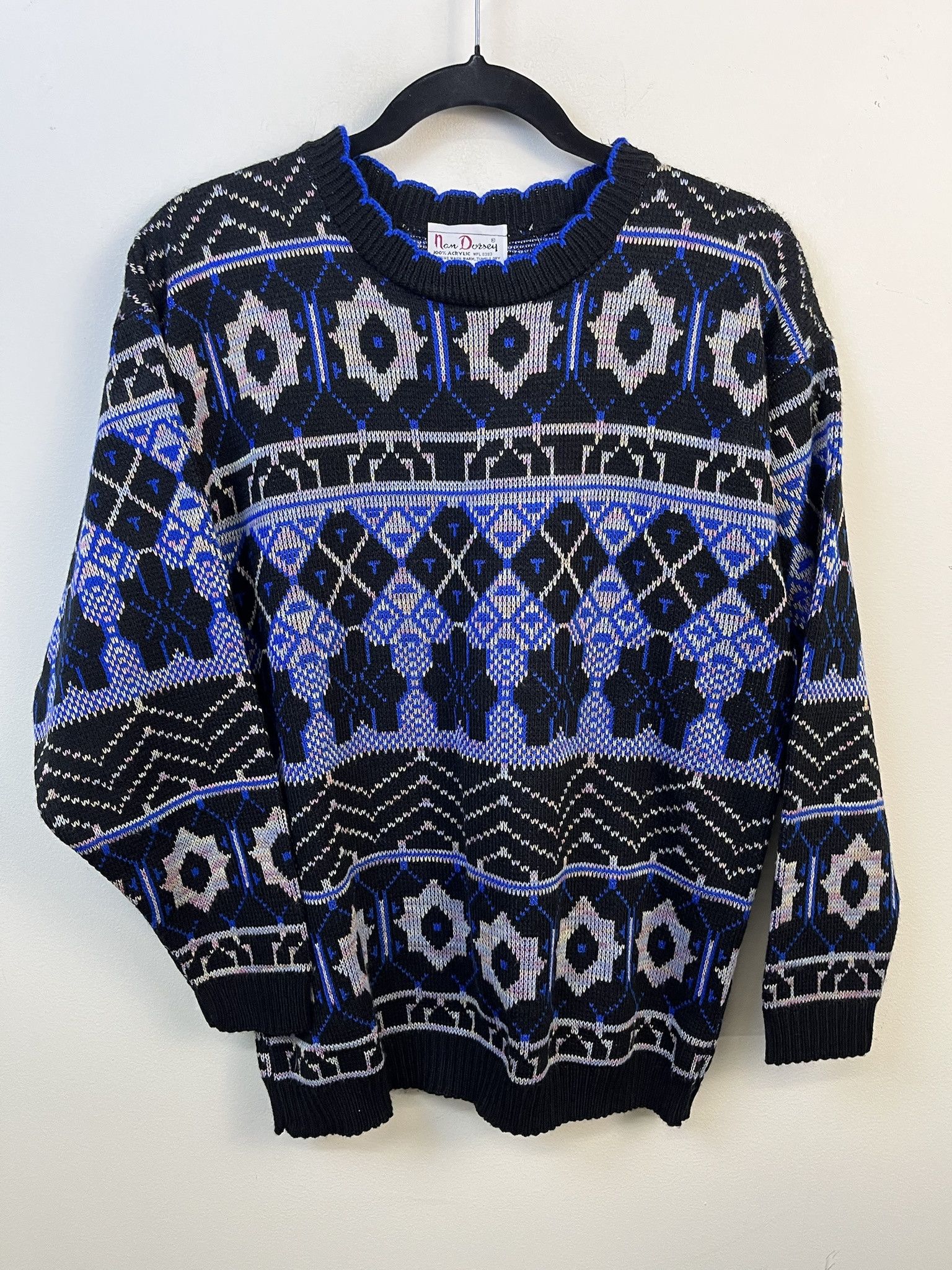 Vintage Vintage Knit Sweater 1990s Thick Knit Nan Dorsey Star of David Knit Sweater Size L Size US L / EU 52-54 / 3 - 1 Thumbnail