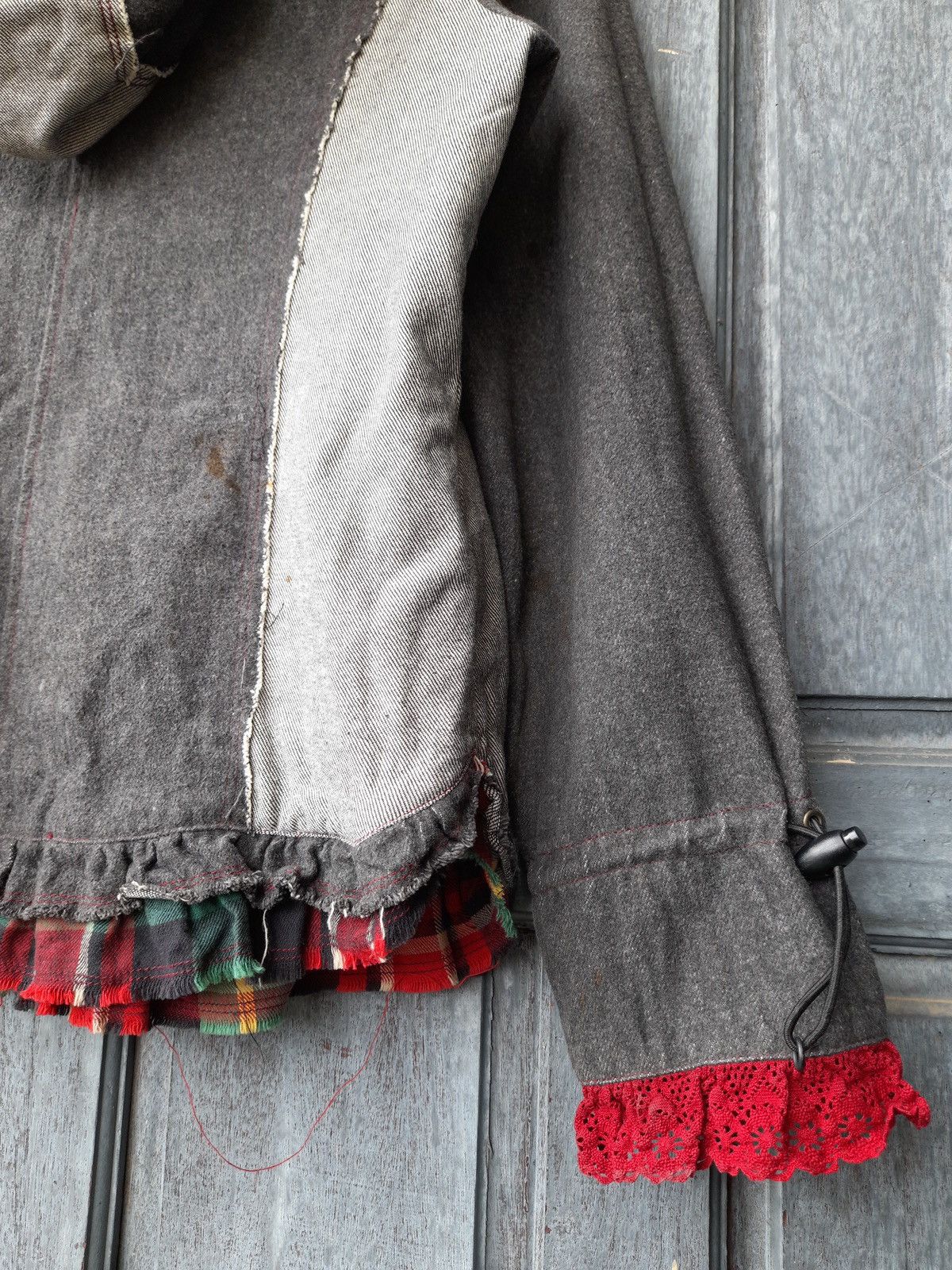 Vintage Vintage Patchwork Utility Hoodie with Lace & Flannel Details Size L / US 10 / IT 46 - 14 Thumbnail