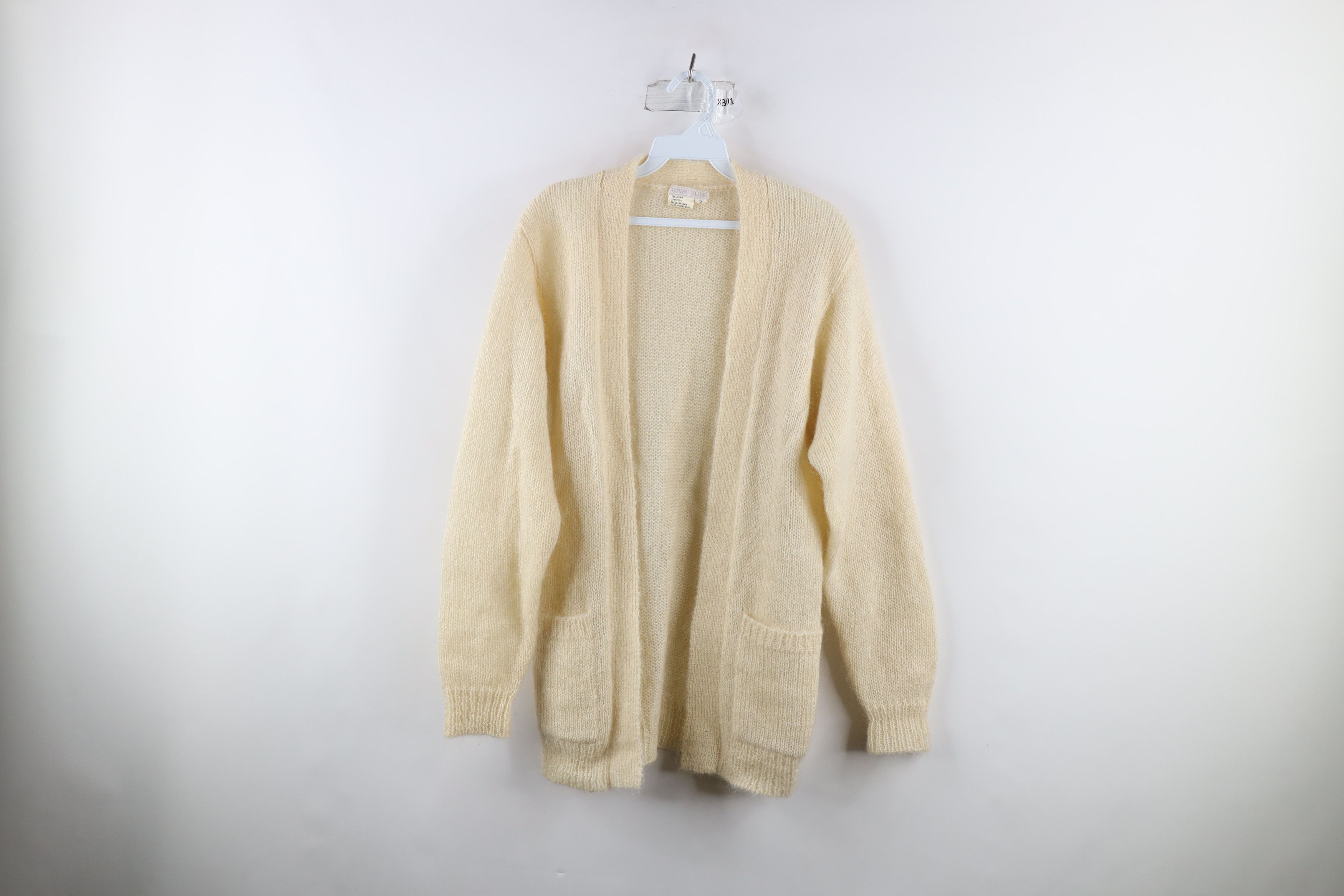 image of Vintage 60S 70's Streetwear Blend Open Front Cardigan Sweater in Ivory, Women's (Size Small)