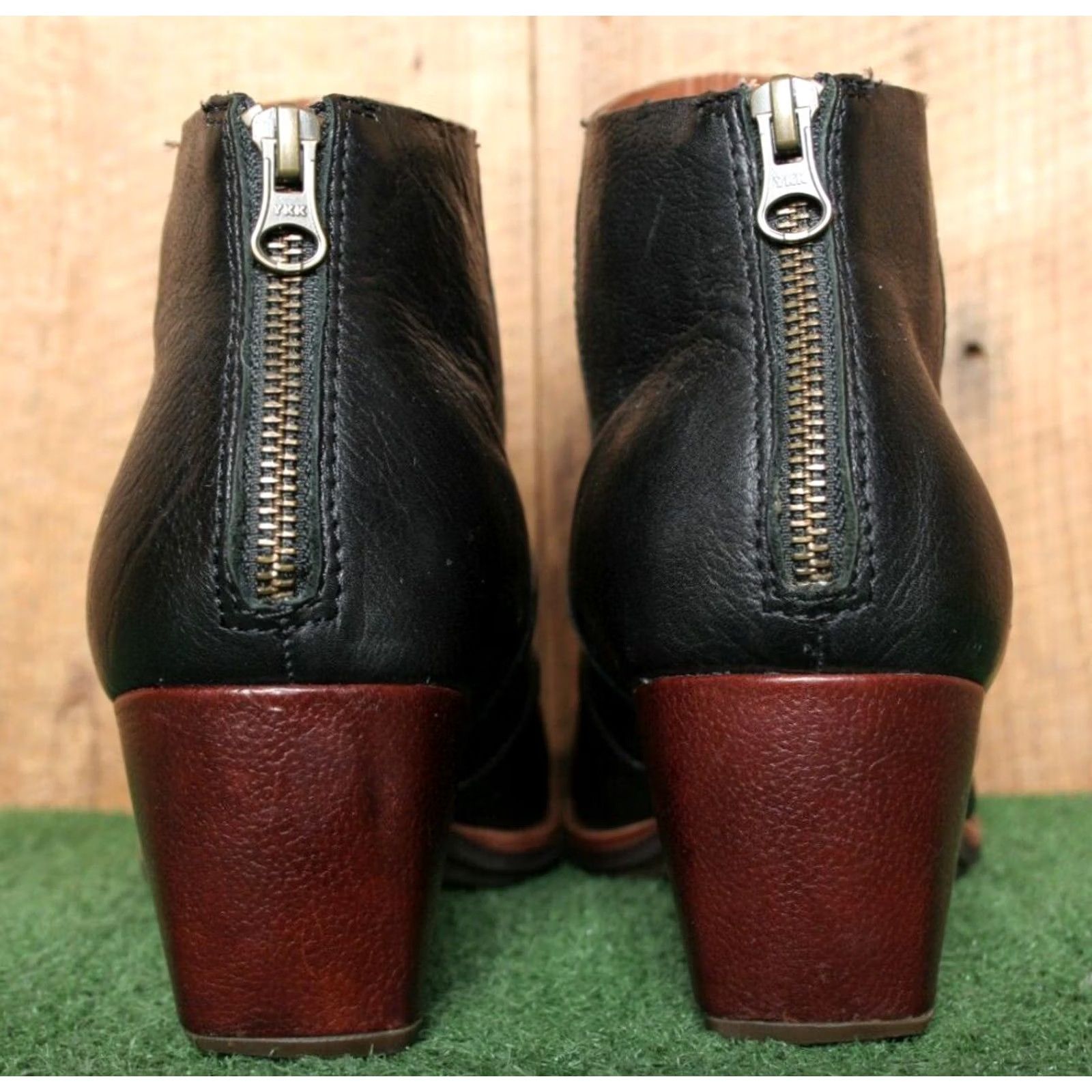 Vintage KORK-EASE Kissel Black Ruched Leather Ankle Boots w/Covered Block Heels 10M Size US 10 / IT 40 - 4 Thumbnail