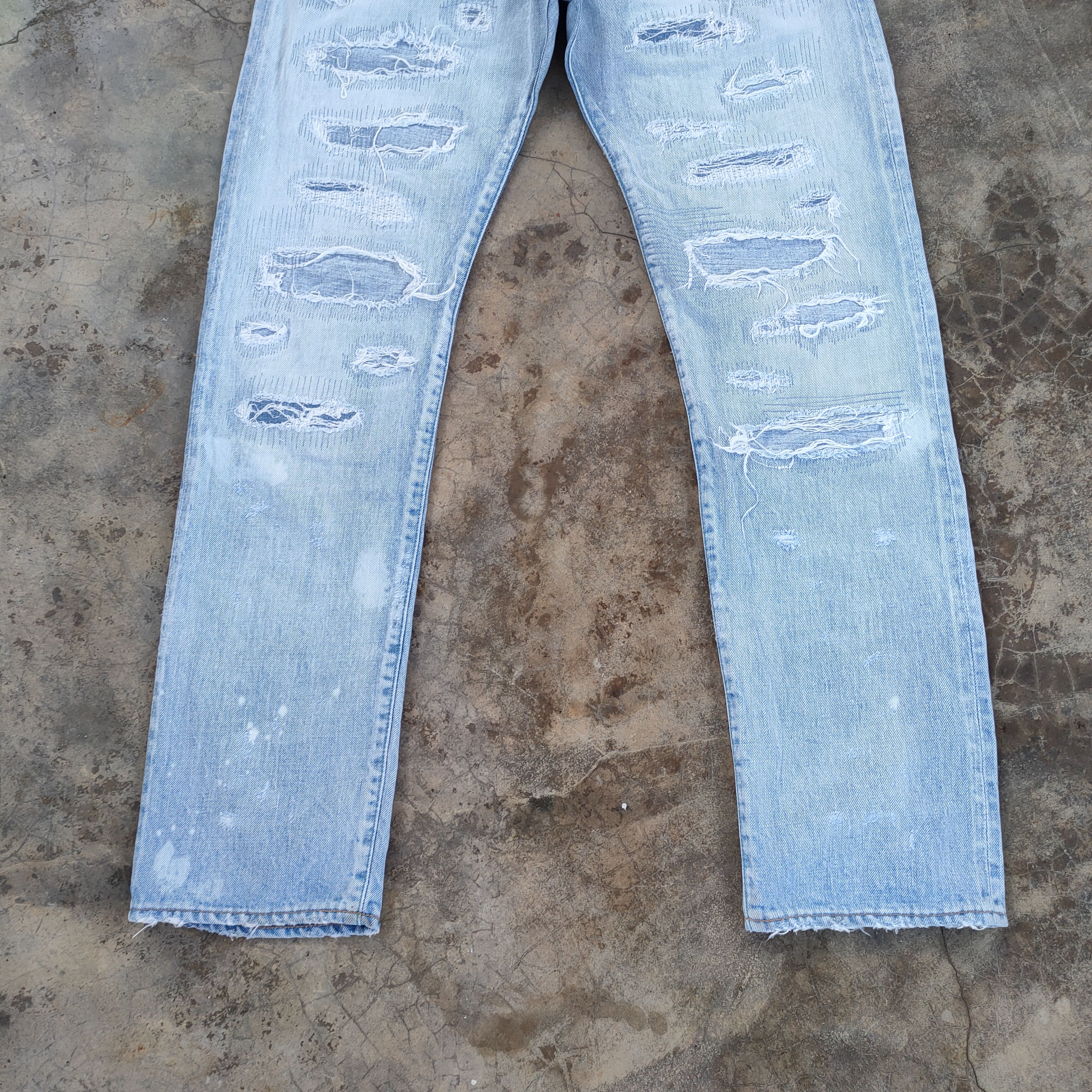Blue Blue Japan # VINTAGE JAPAN BLUE FADED DISTRESSED JEANS PANTS Size US 34 / EU 50 - 5 Thumbnail