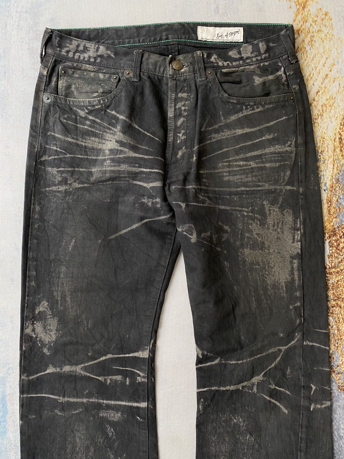 If Six Was Nine Flared Baggy Soul Of Freedom Waxed Denim Size US 33 - 8 Thumbnail