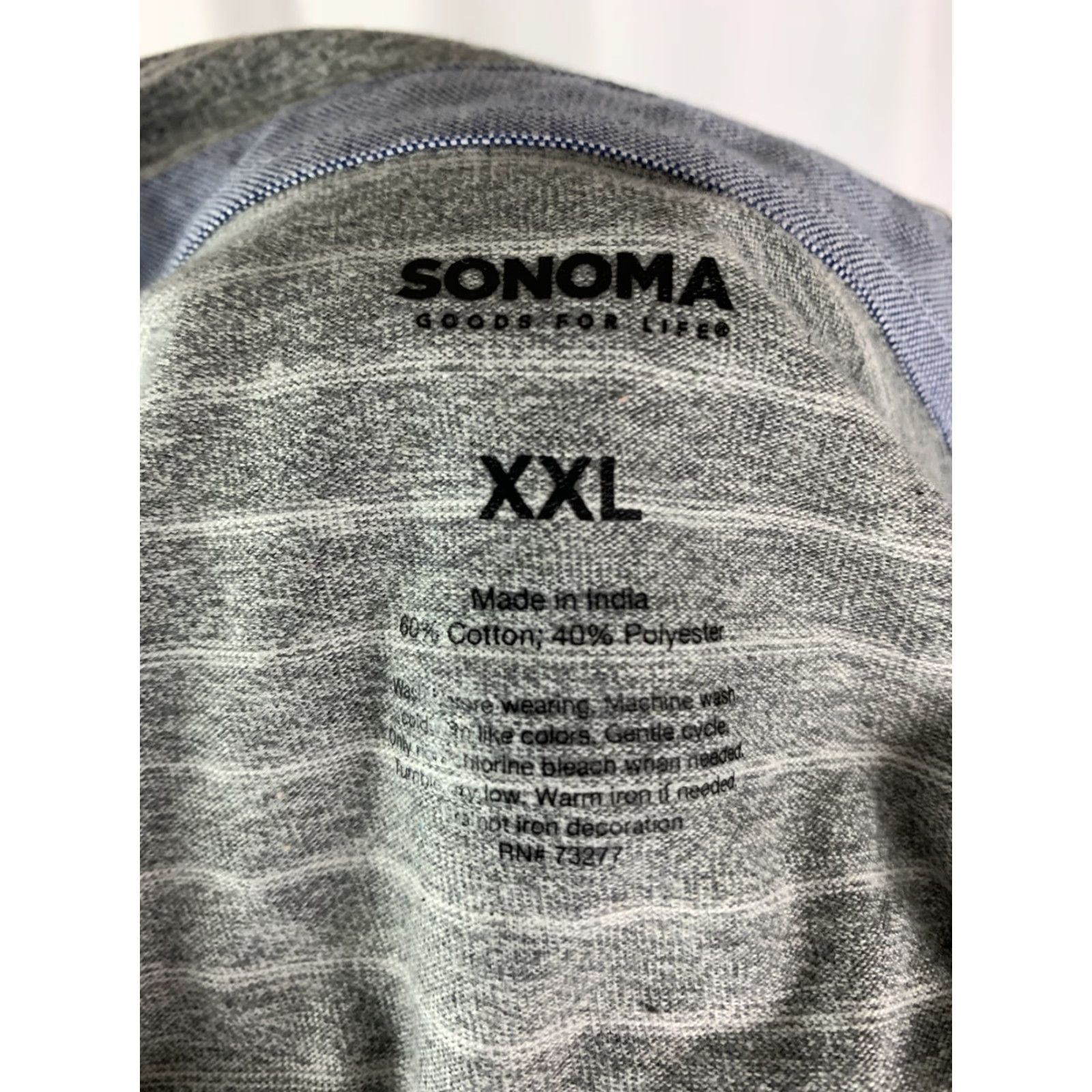 Vintage Sonoma XXL Men's Gray Striped Cotton Blend Polo Short Sleeve Golf Shirt Size US XXL / EU 58 / 5 - 7 Thumbnail