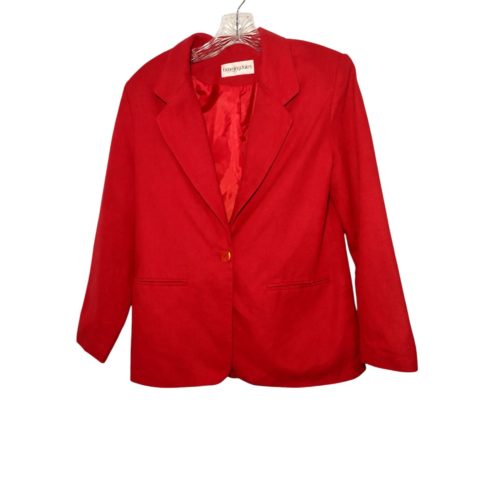 Bloomingdale's Bloomingdales Linen Blazer Jacket Shoulder Pads Red Size PM Size M / US 6-8 / IT 42-44 - 5 Thumbnail