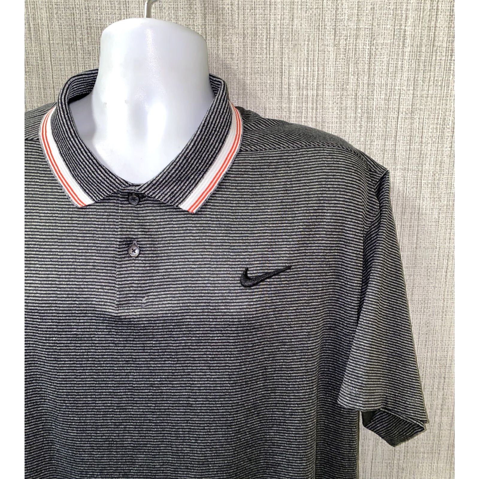 Nike Nikr Dri-Fit Nike Mens Gray/Black Striped Polo Shirt 2XL Size Size US XXL / EU 58 / 5 - 2 Thumbnail