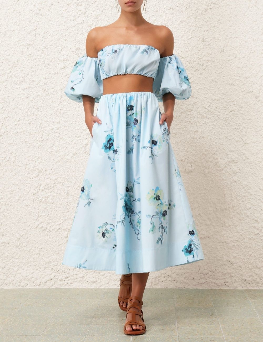 Zimmermann oc11z0525 Lightburst Gathered Midi Skirt in Blue Size 25" / US 0 / IT 36 - 2 Thumbnail