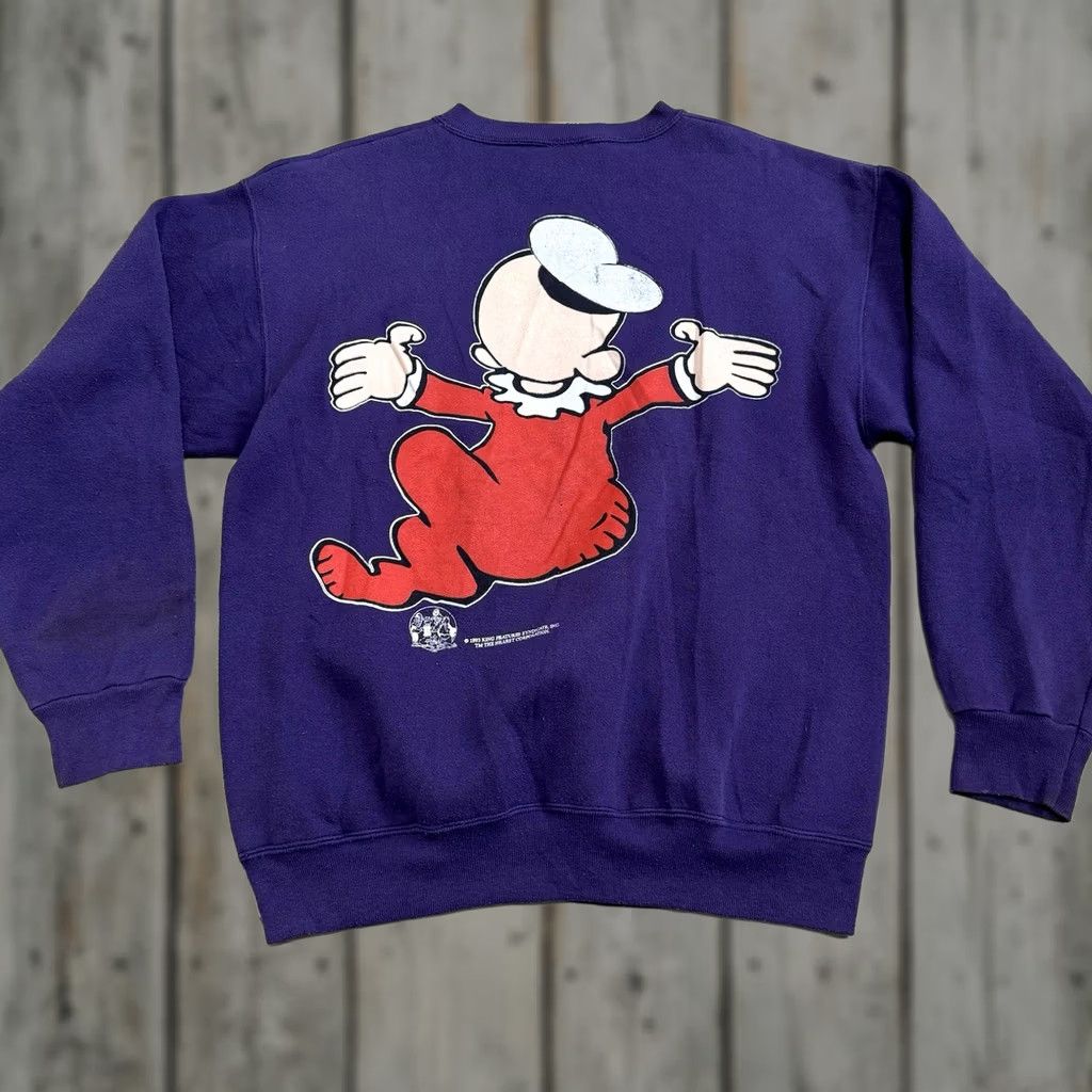 Vintage VINTAGE FREEZE Sweatshirt Mens Large Purple 90s Swee'Pea Popeye Graphic Print Crewneck pullover Size US L / EU 52-54 / 3 - 1 Thumbnail