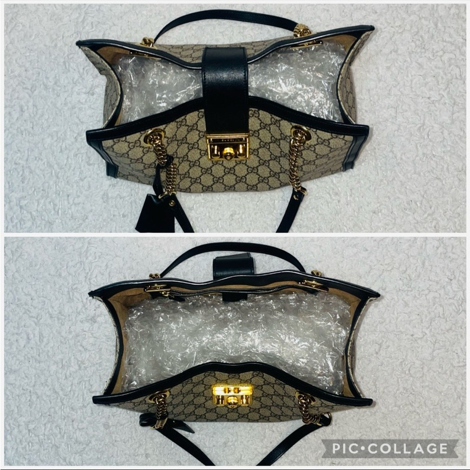 Gucci Gucci Padlock GG Supreme Medium Tote Beige Black Size ONE SIZE - 10 Thumbnail