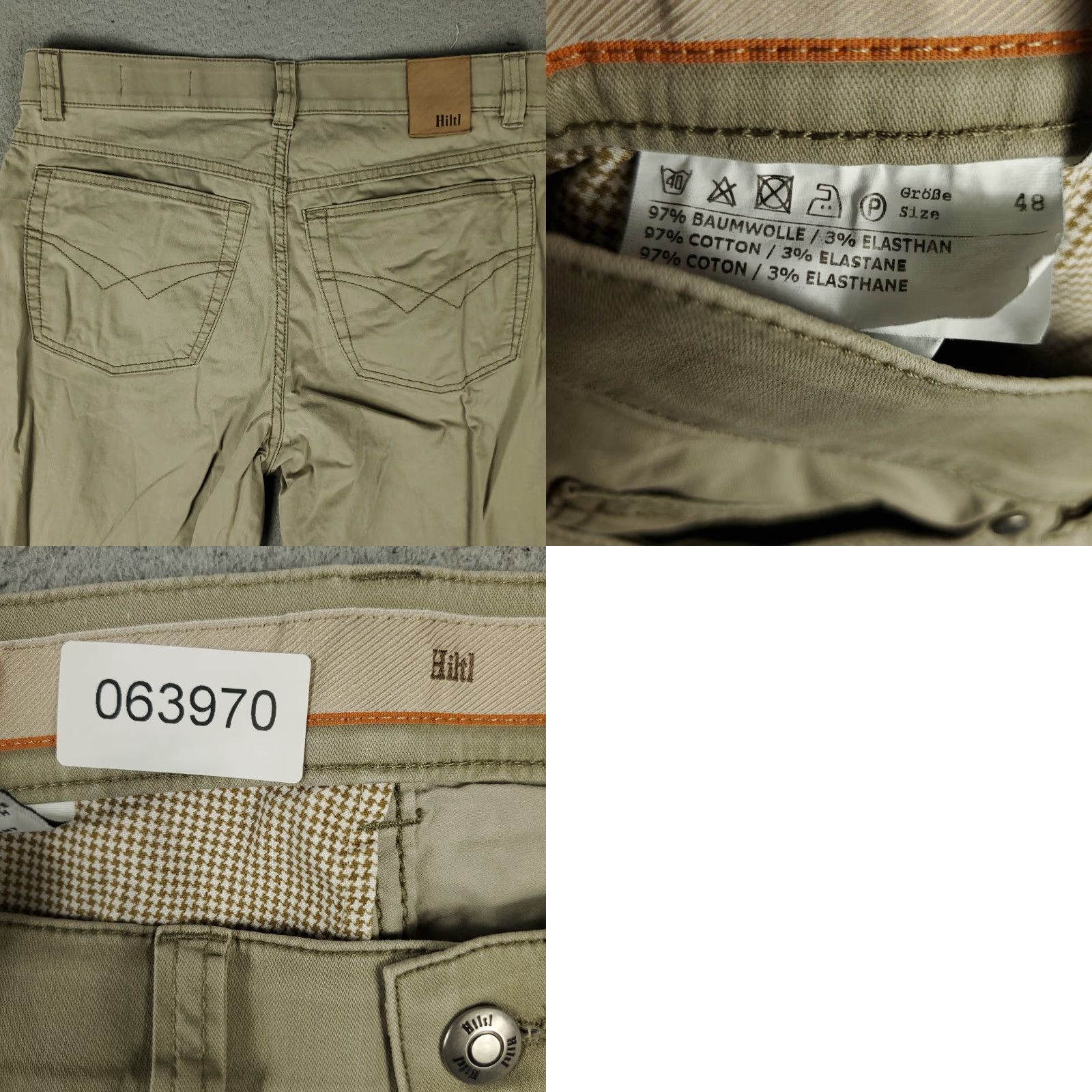Vintage Hiltl Pants Mens Size 31x28 Beige Relaxed Straight Leg Chino 5 Pocket Trousers Size US 31 - 8 Thumbnail