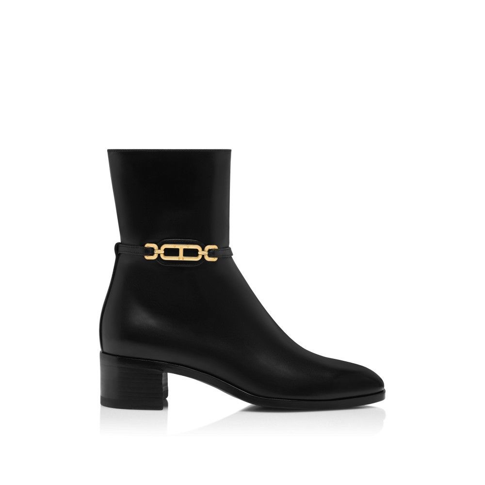 Tom Ford o1loc1c0925 W3471 Block Heel Ankle Boots in Black Size US 8.5 / IT 38.5 - 1 Thumbnail