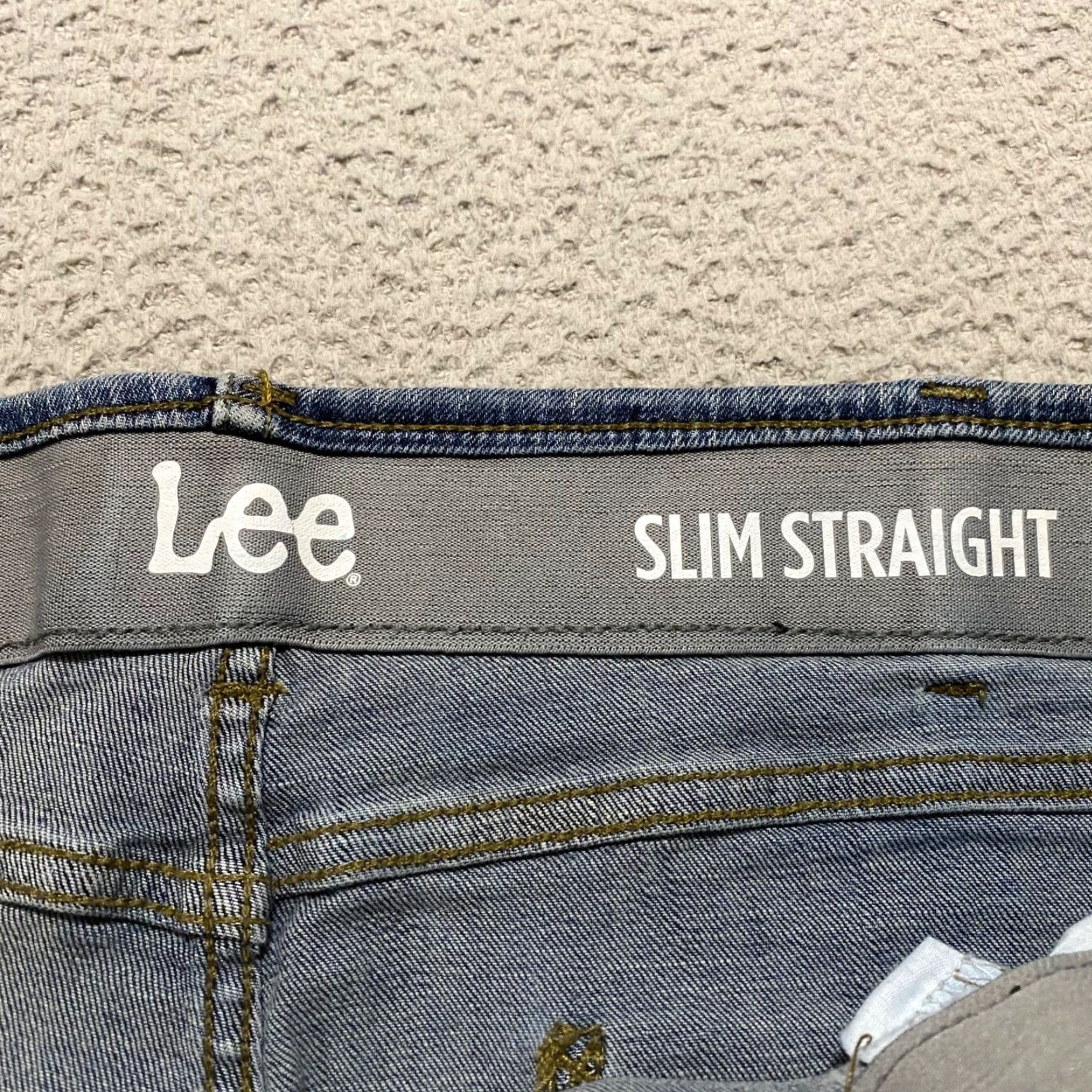 Lee Lee Jeans Slim Straight Jeans Mens 40 Blue Denim Medium Wash 5-Pocket Design Slim Fit Mid Rise Flex Waist 40x?? Inseam 27?" Size US 40 / EU 56 - 3 Thumbnail