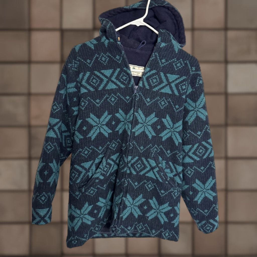 VINTAGE L.L. Bean Jacket Wool Aztec Mens Small Full Zip 80s 90s